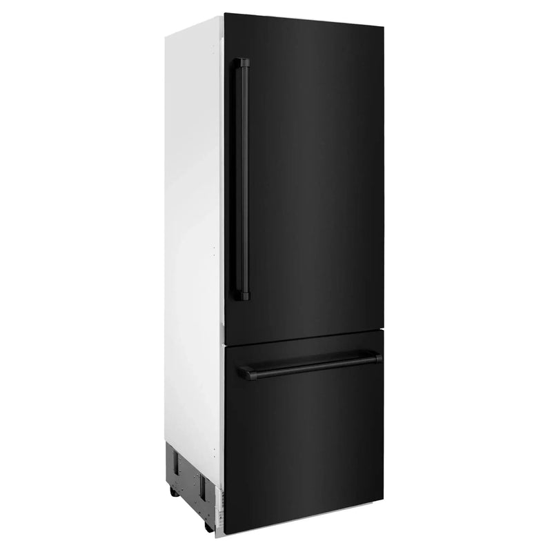 ZLINE 30" 16.1 cu. ft. Built-In 2-Door Bottom Freezer Refrigerator with Internal Water and Ice Dispenser in Black Stainless Steel-RBIV-BS-30 by Farmhouse Kitchen and Bath