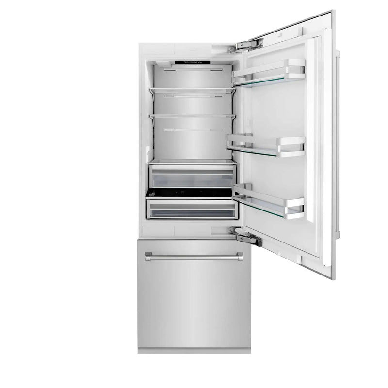 ZLINE 30" 16.1 cu. ft. Built-In 2-Door Bottom Freezer Refrigerator with Internal Water and Ice Dispenser in Stainless Steel RBIV-304-30 by Farmhouse Kitchen and Bath