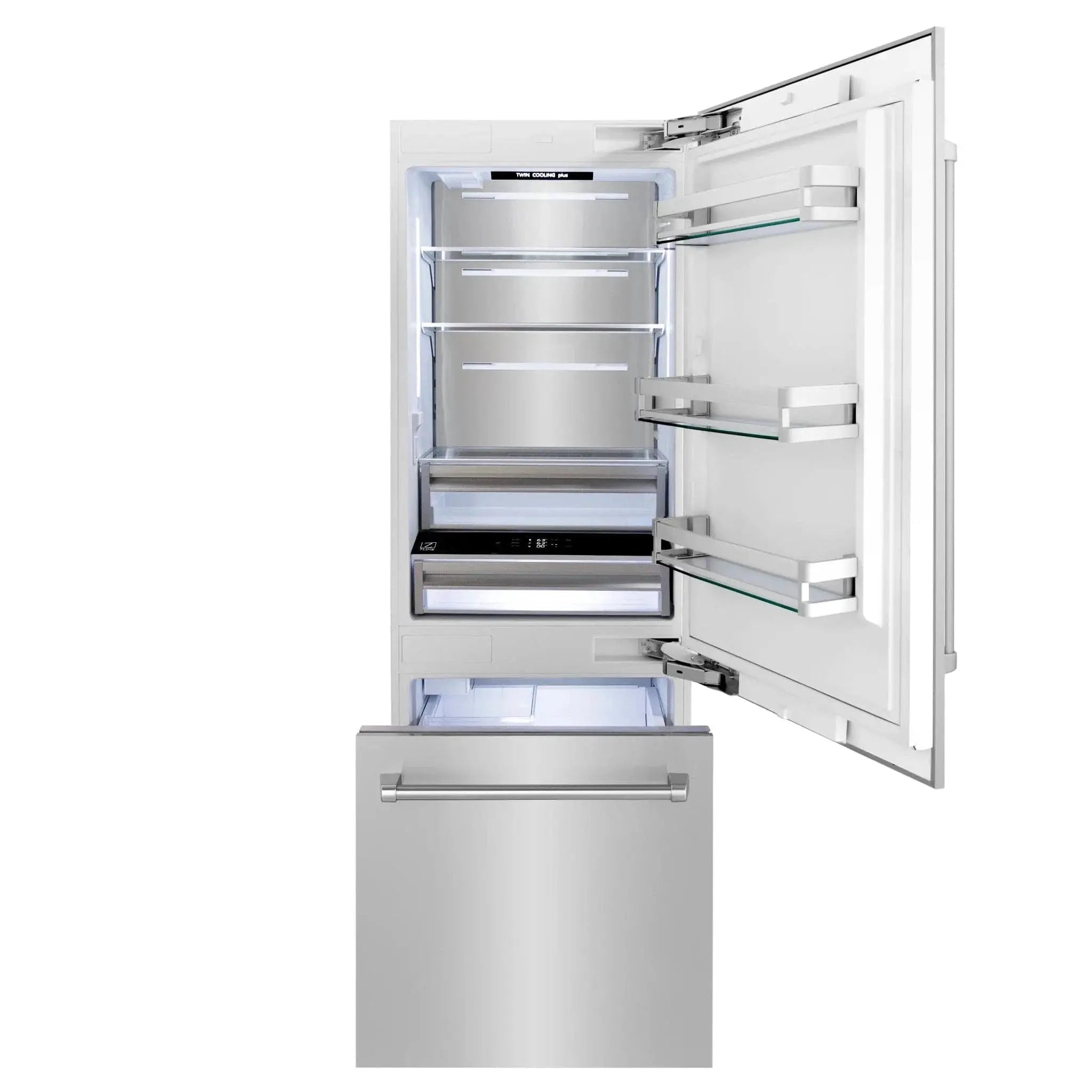 ZLINE 30" 16.1 cu. ft. Built-In 2-Door Bottom Freezer Refrigerator with Internal Water and Ice Dispenser in Stainless Steel RBIV-304-30 by Farmhouse Kitchen and Bath