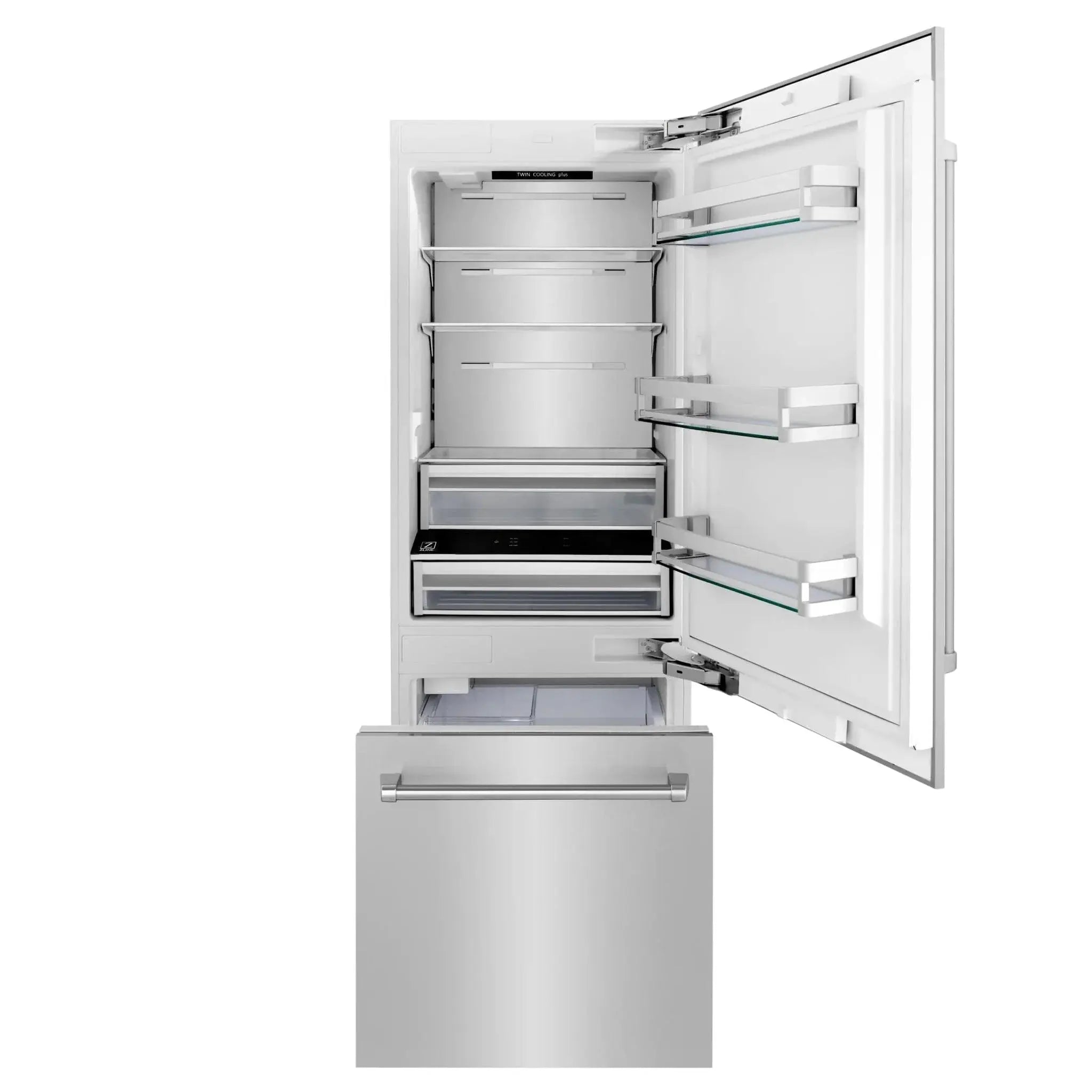 ZLINE 30" 16.1 cu. ft. Built-In 2-Door Bottom Freezer Refrigerator with Internal Water and Ice Dispenser in Stainless Steel RBIV-304-30 by Farmhouse Kitchen and Bath