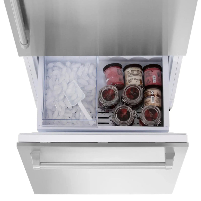 ZLINE 30" 16.1 cu. ft. Built-In 2-Door Bottom Freezer Refrigerator with Internal Water and Ice Dispenser in Stainless Steel RBIV-304-30 by Farmhouse Kitchen and Bath