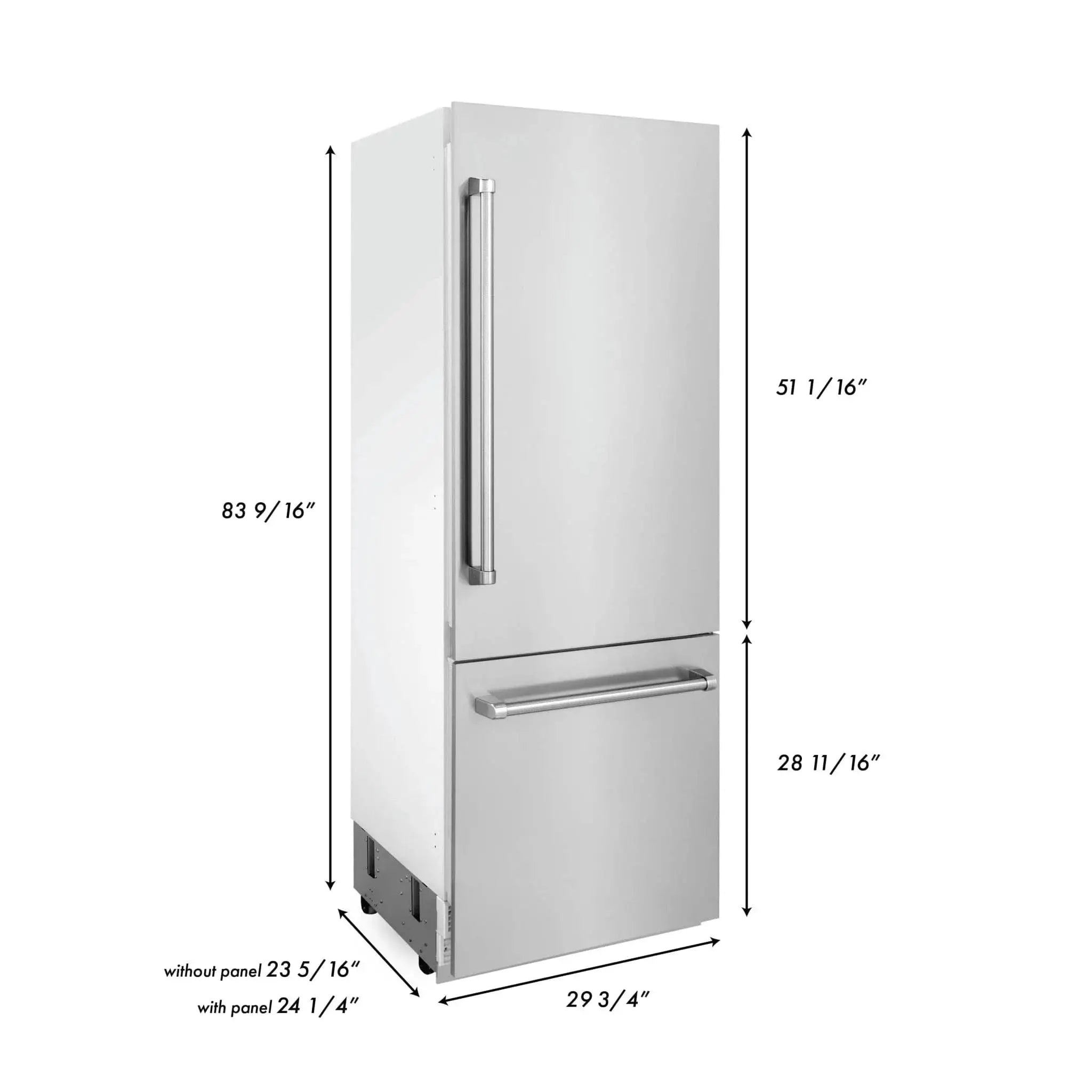 ZLINE 30" 16.1 cu. ft. Built-In 2-Door Bottom Freezer Refrigerator with Internal Water and Ice Dispenser in Stainless Steel RBIV-304-30 by Farmhouse Kitchen and Bath
