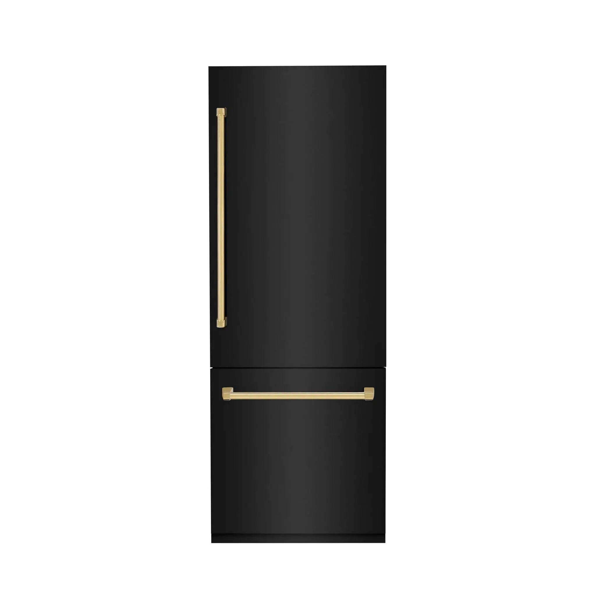 ZLINE 30" Autograph 16.1 cu. ft. 2-Door Bottom Freezer Fridge Water/Ice Dispenser Black Stainless Steel Gold Accents RBIVZ-BS-30-G by Farmhouse Kitchen and Bath