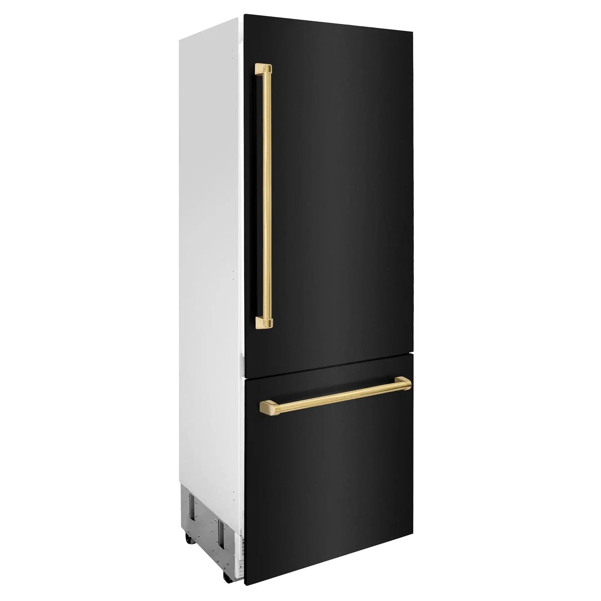 ZLINE 30" Autograph 16.1 cu. ft. 2-Door Bottom Freezer Fridge Water/Ice Dispenser Black Stainless Steel Gold Accents RBIVZ-BS-30-G by Farmhouse Kitchen and Bath