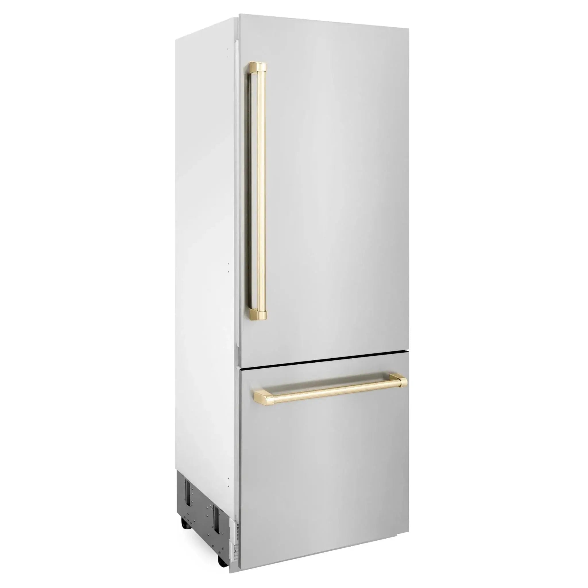 ZLINE 30” Autograph 16.1 cu. ft. 2-Door Bottom Freezer Fridge Water/Ice Dispenser Stainless Steel Gold Accents RBIVZ-304-30-G by Farmhouse Kitchen and Bath