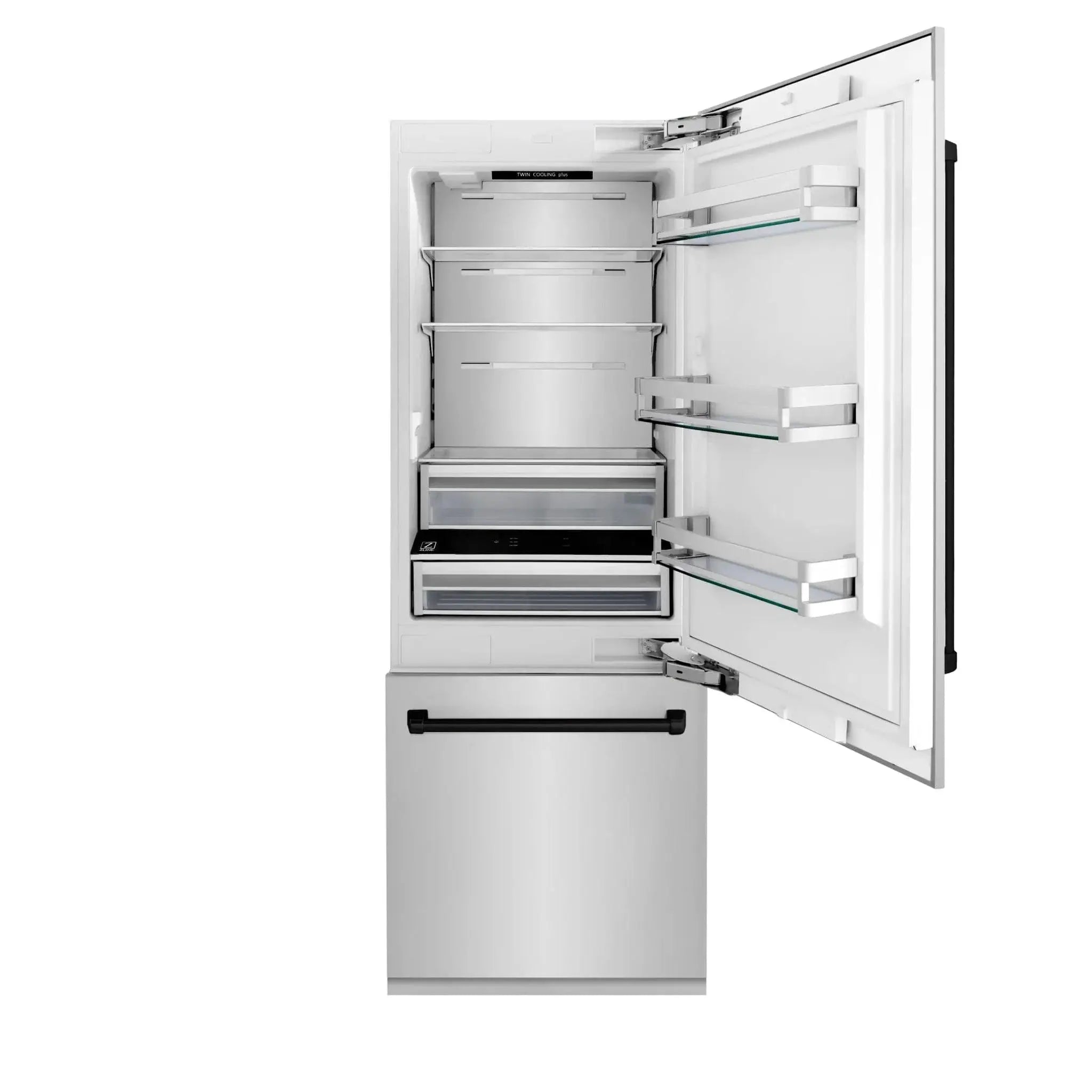 ZLINE 30" Autograph 16.1 cu. ft. 2-Door Bottom Freezer Fridge Water/Ice Dispenser Stainless Steel Matte Black Accents RBIVZ-304-30-MB by Farmhouse Kitchen and Bath