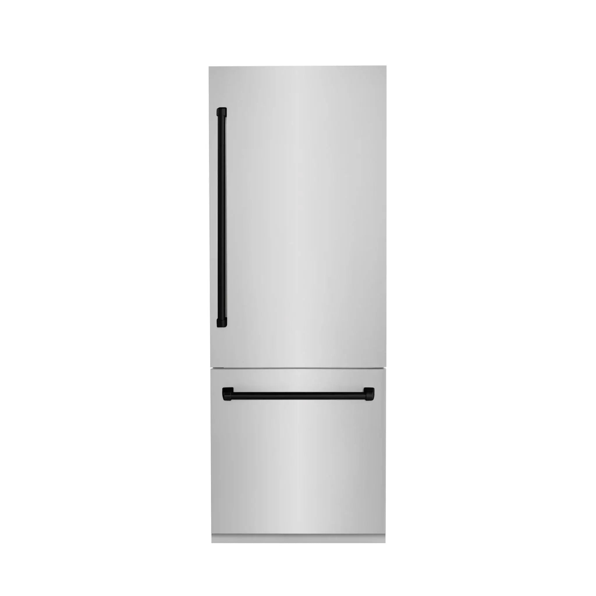 ZLINE 30" Autograph 16.1 cu. ft. 2-Door Bottom Freezer Fridge Water/Ice Dispenser Stainless Steel Matte Black Accents RBIVZ-304-30-MB by Farmhouse Kitchen and Bath