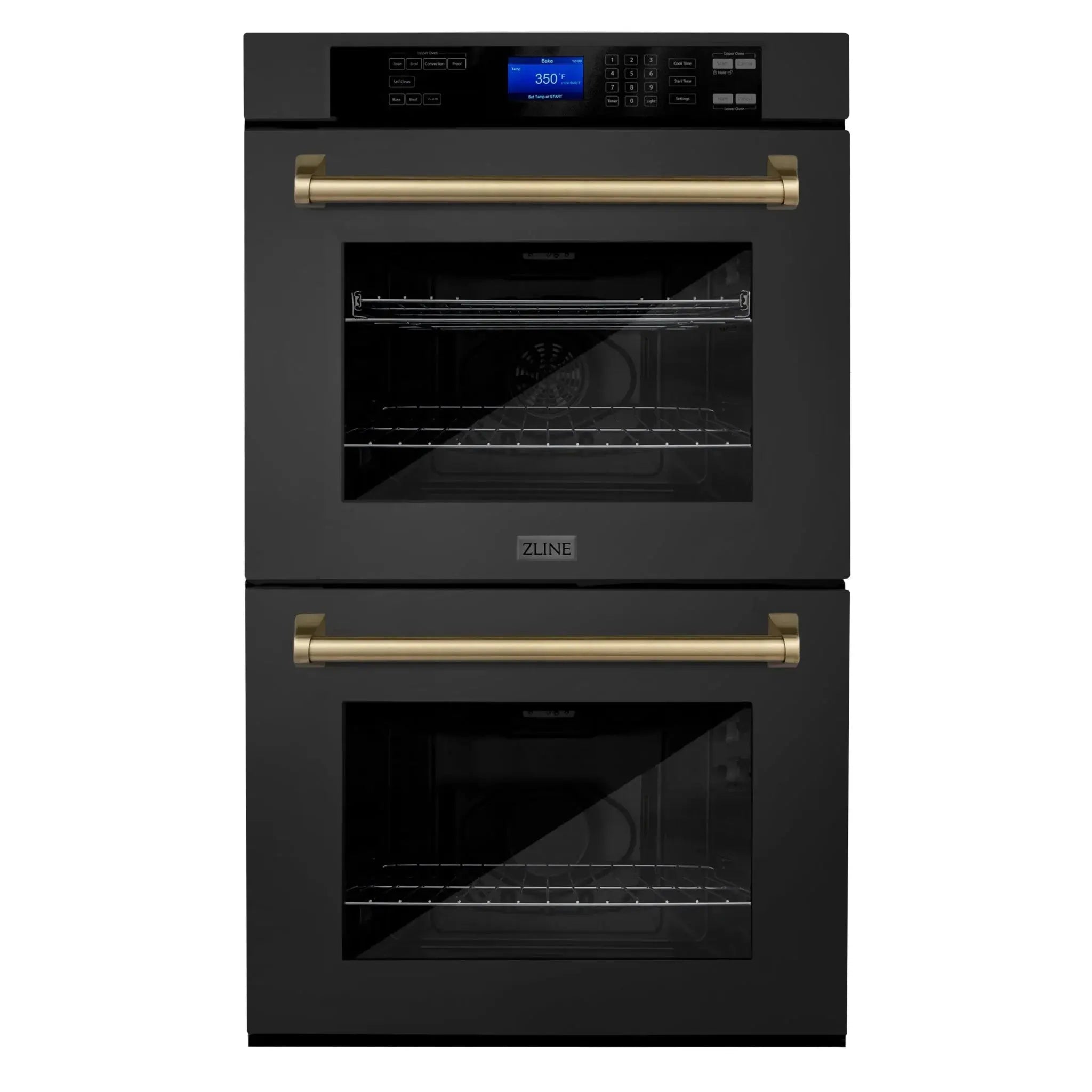 ZLINE 30" Autograph Double Wall Oven with Self Clean and True Convection in Black Stainless Steel Champagne Bronze AWDZ-30-BS-CB by Farmhouse Kitchen and Bath