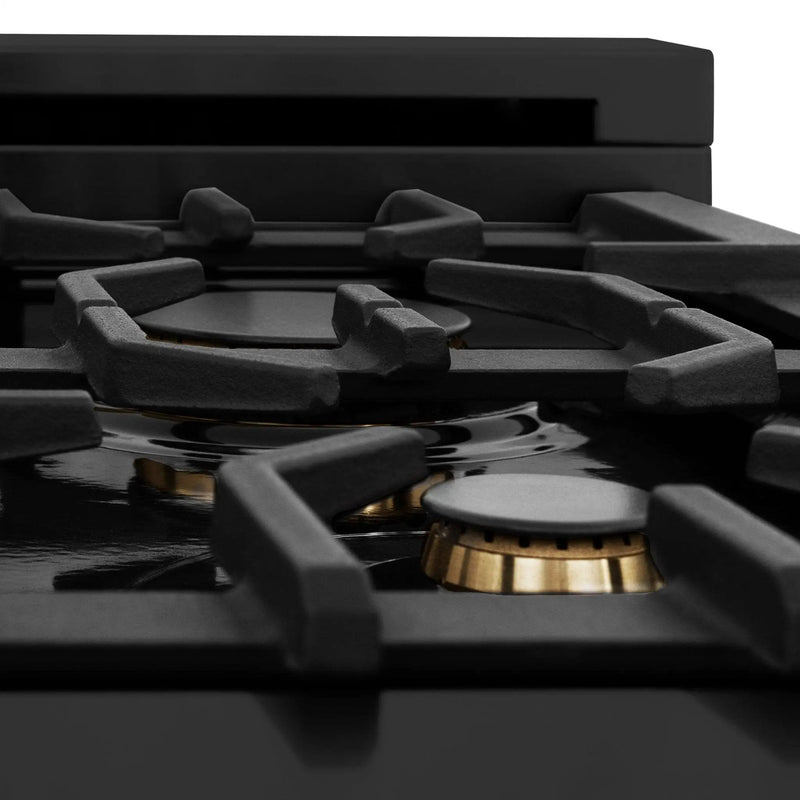 ZLINE 30" Autograph Dual Fuel Range, Black Stainless, Gold, RABZ-30-G by Farmhouse Kitchen and Bath