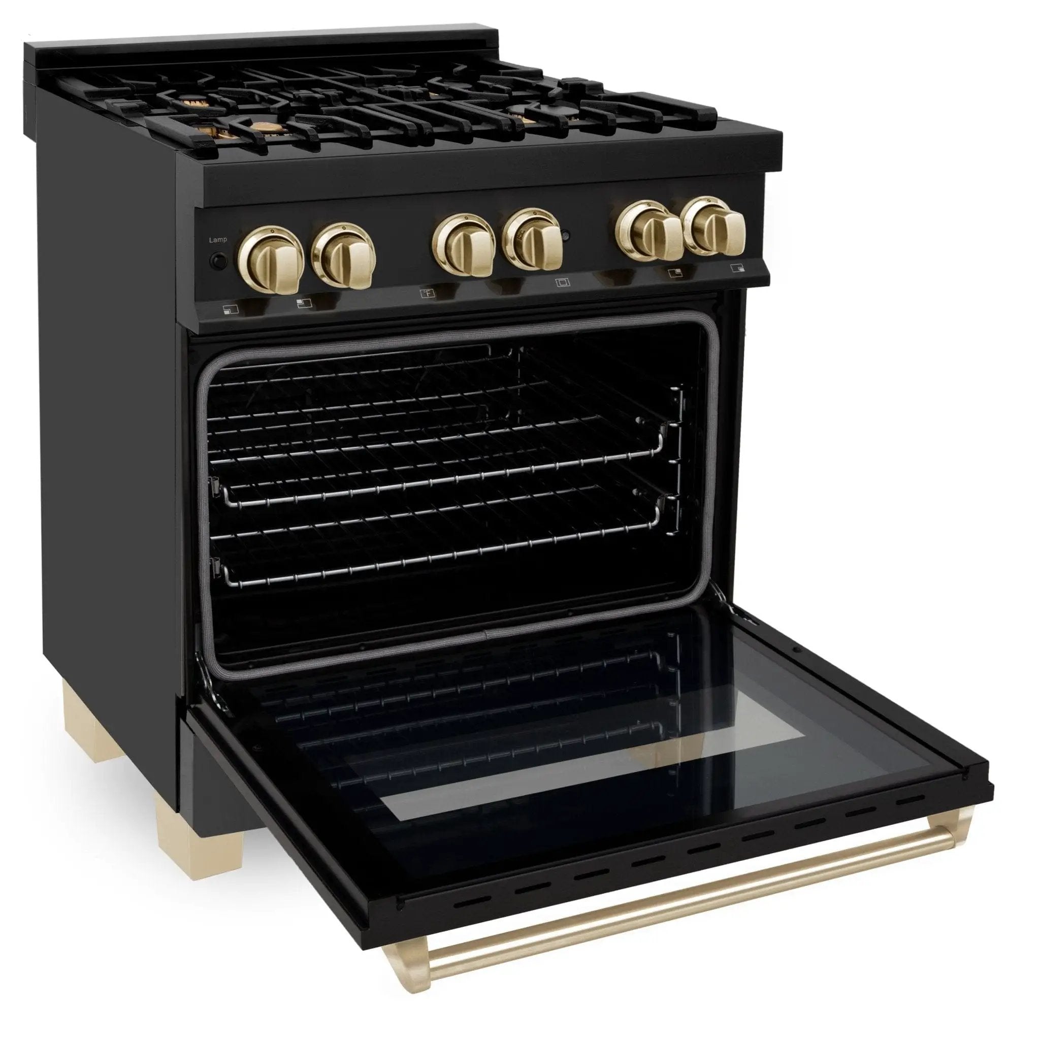ZLINE 30" Autograph Dual Fuel Range, Black Stainless, Gold, RABZ-30-G by Farmhouse Kitchen and Bath