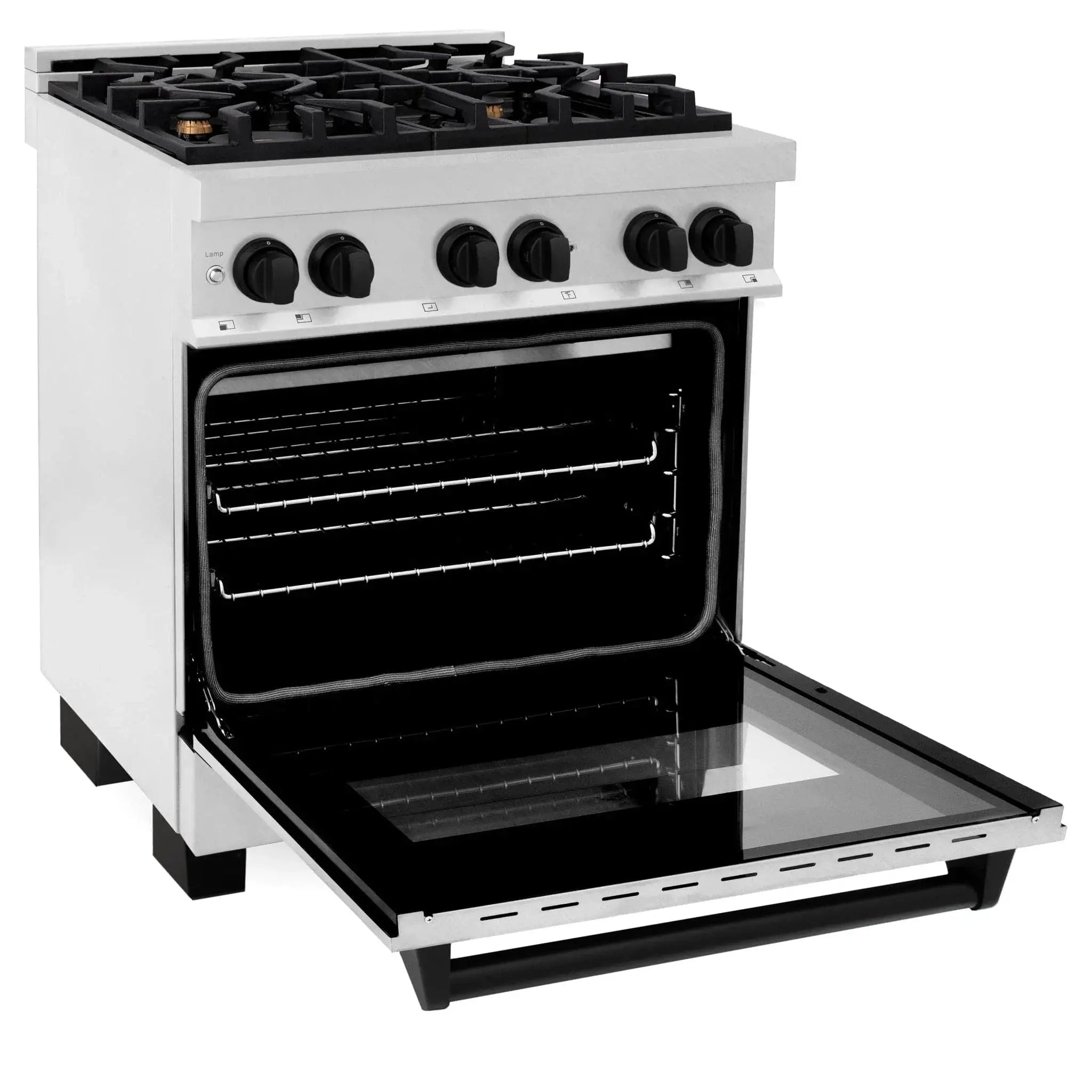 ZLINE 30" Autograph Dual Fuel Range, DuraSnow Stainless, RASZ-SN-30-MB by Farmhouse Kitchen and Bath