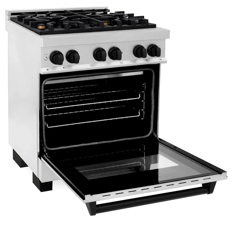 ZLINE 30" Autograph Dual Fuel Range, DuraSnow Stainless, RASZ-SN-30-MB by Farmhouse Kitchen and Bath