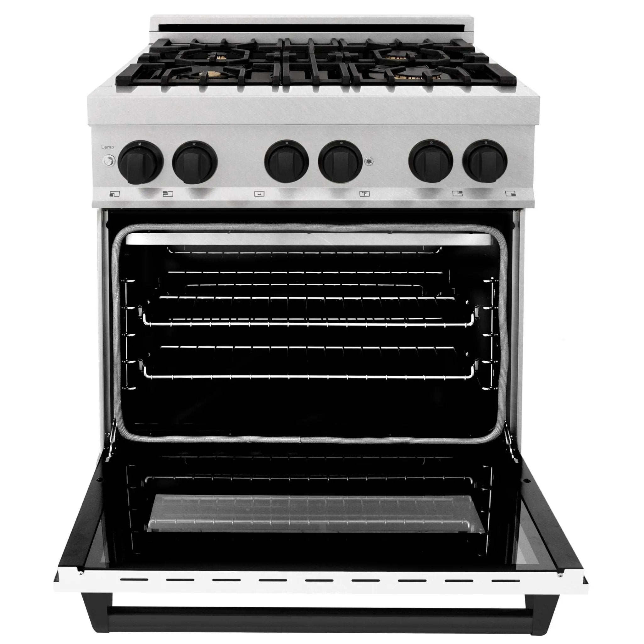 ZLINE 30" Autograph, Dual Fuel Range, White Door, RASZ-WM-30-MB by Farmhouse Kitchen and Bath