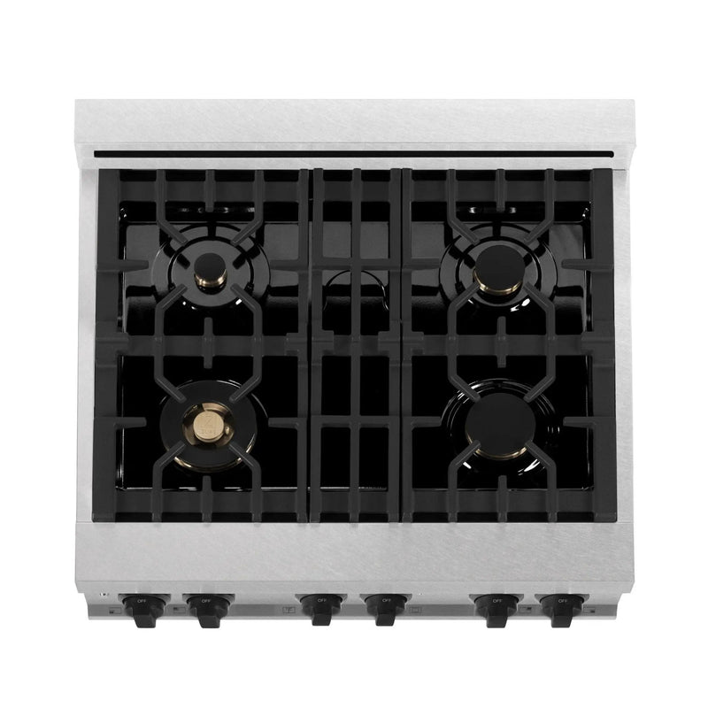 ZLINE 30" Autograph, Dual Fuel Range, White Door, RASZ-WM-30-MB by Farmhouse Kitchen and Bath
