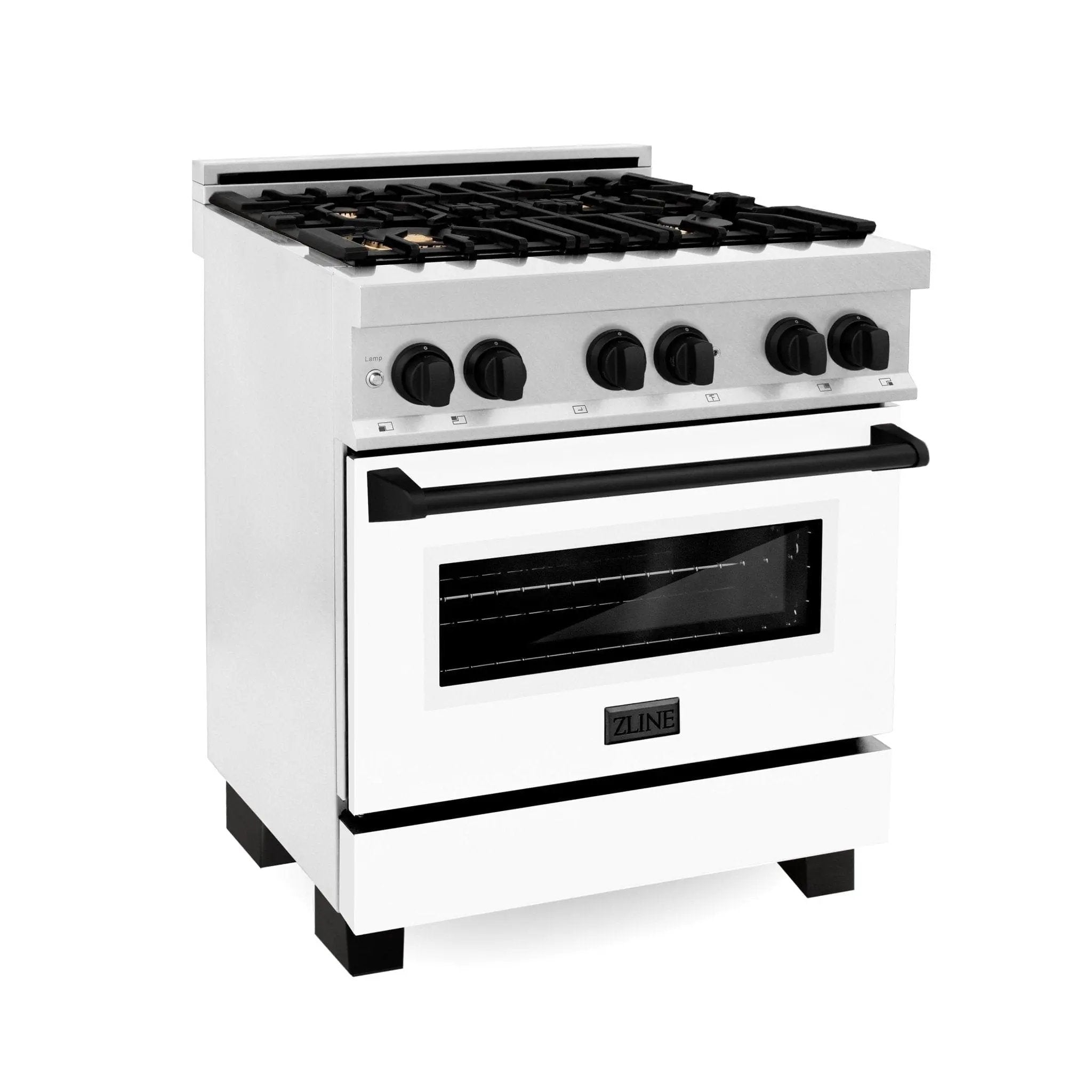 ZLINE 30" Autograph, Dual Fuel Range, White Door, RASZ-WM-30-MB by Farmhouse Kitchen and Bath