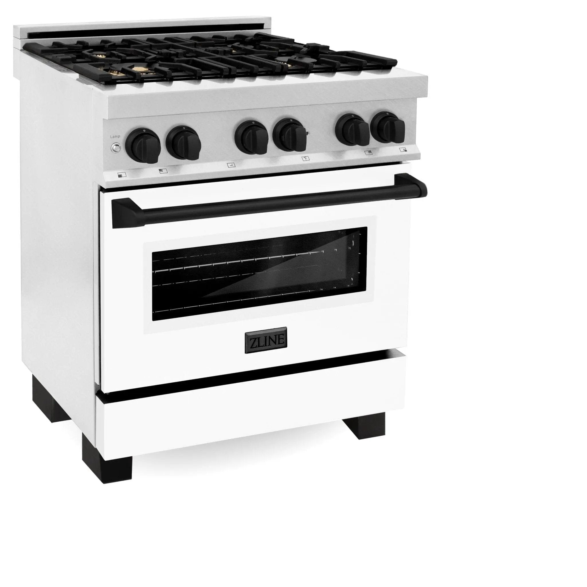 ZLINE 30" Autograph, Dual Fuel Range, White Door, RASZ-WM-30-MB by Farmhouse Kitchen and Bath