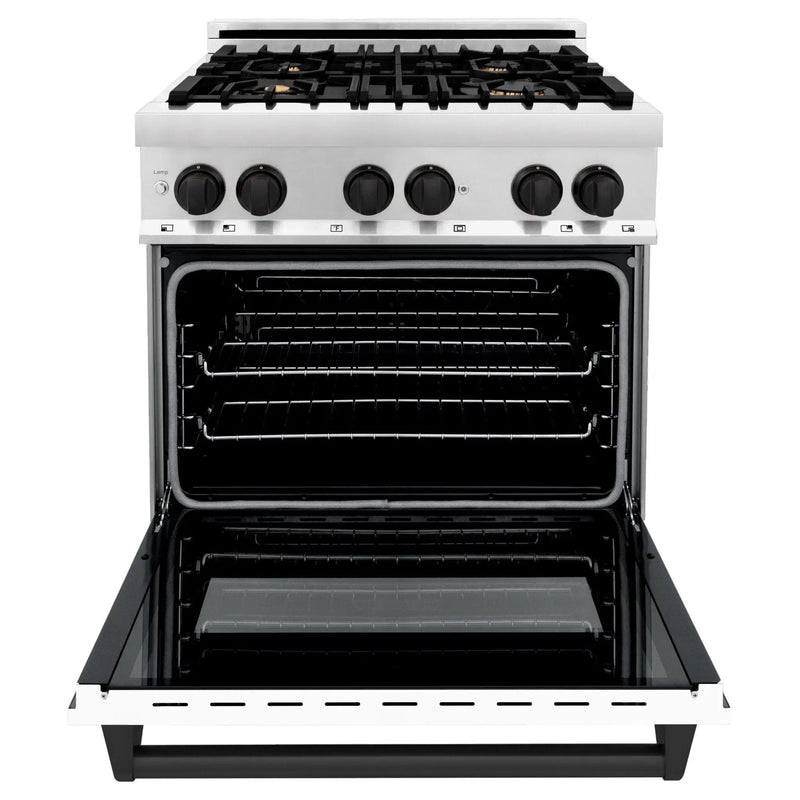 ZLINE 30" Autograph Dual Fuel Range, White Door, RAZ-WM-30-MB by Farmhouse Kitchen and Bath