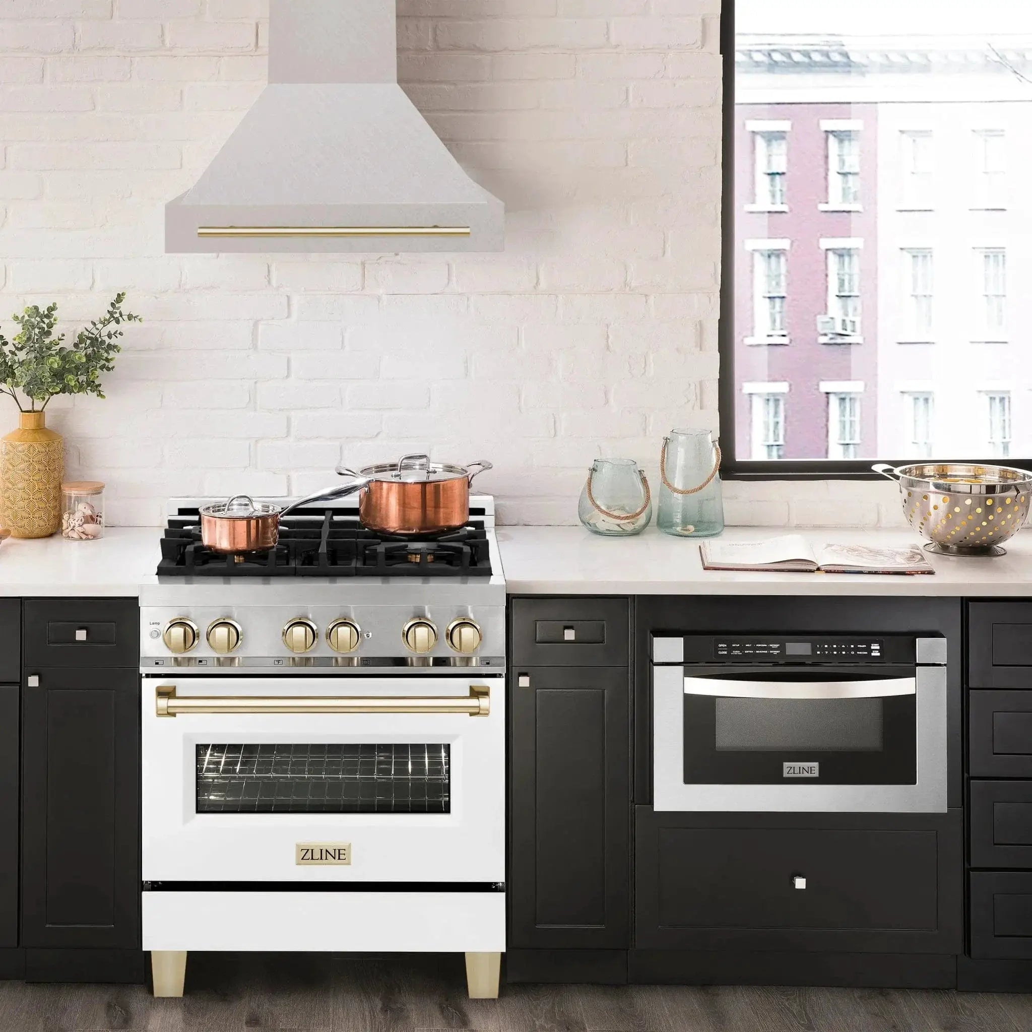 ZLINE 30" Autograph DuraSnow Stainless Steel Hood 8654SNZ-30-G by Farmhouse Kitchen and Bath