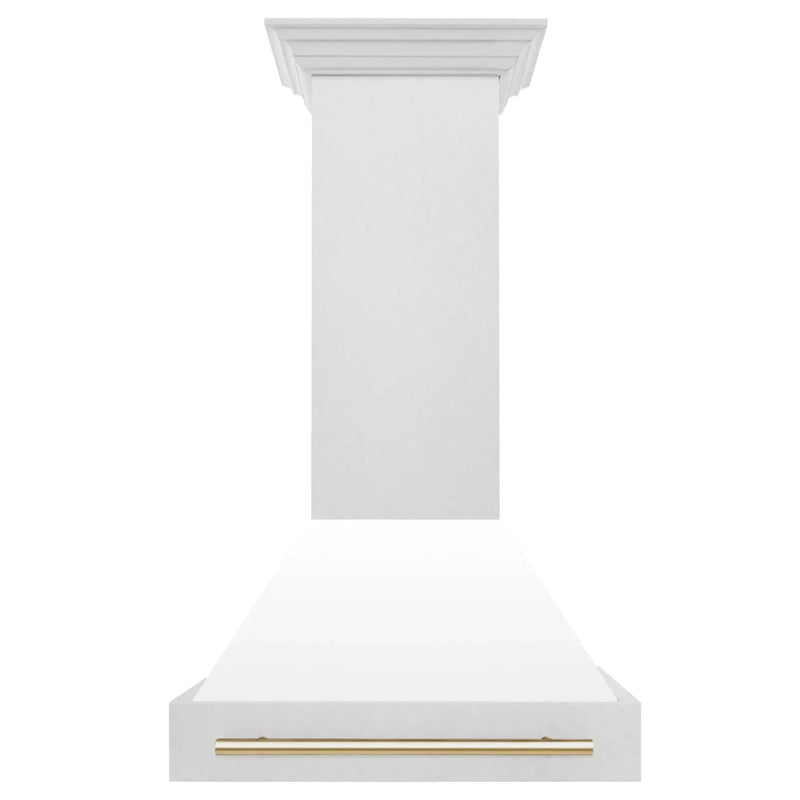 ZLINE 30" Autograph DuraSnow White Range Hood 8654SNZ-WM30-G by Farmhouse Kitchen and Bath