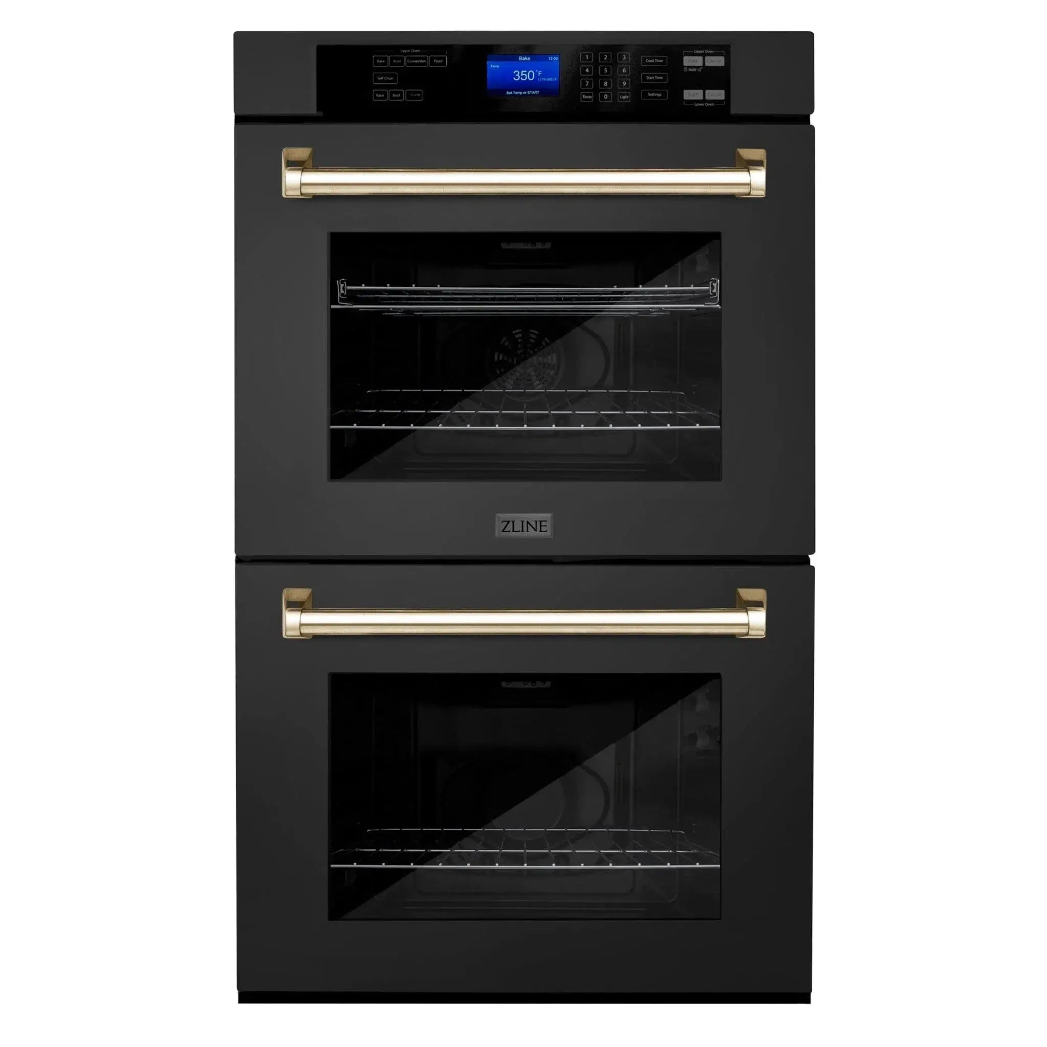 ZLINE 30" Autograph Edition Double Wall Oven with Self Clean and True Convection in Black Stainless Steel Gold Accent AWDZ-30-BS-G by Farmhouse Kitchen and Bath