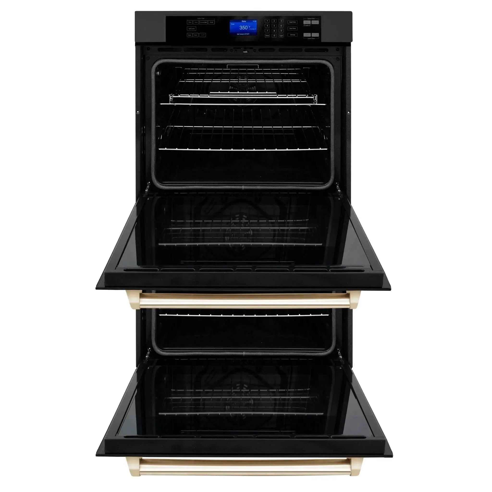ZLINE 30" Autograph Edition Double Wall Oven with Self Clean and True Convection in Black Stainless Steel Gold Accent AWDZ-30-BS-G by Farmhouse Kitchen and Bath