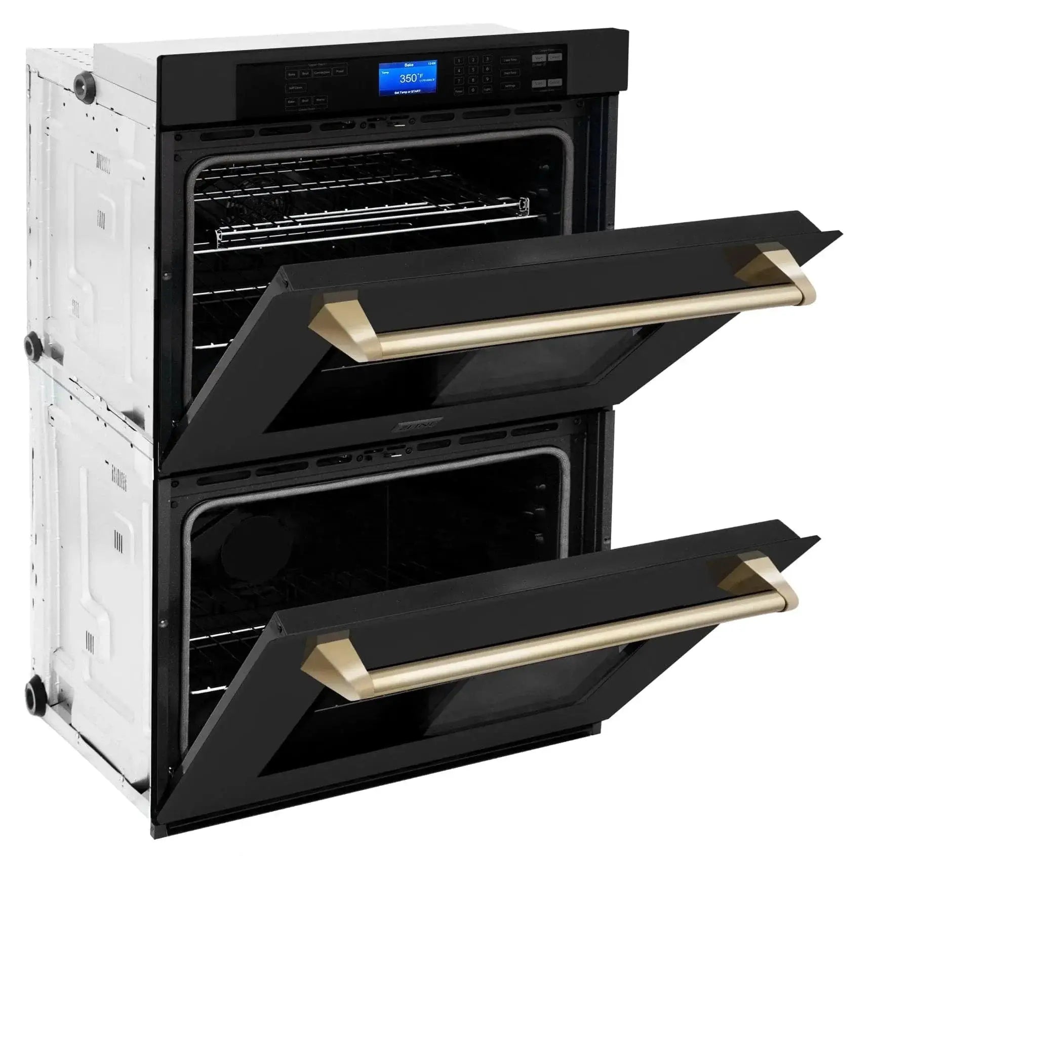 ZLINE 30" Autograph Edition Double Wall Oven with Self Clean and True Convection in Black Stainless Steel Gold Accent AWDZ-30-BS-G by Farmhouse Kitchen and Bath