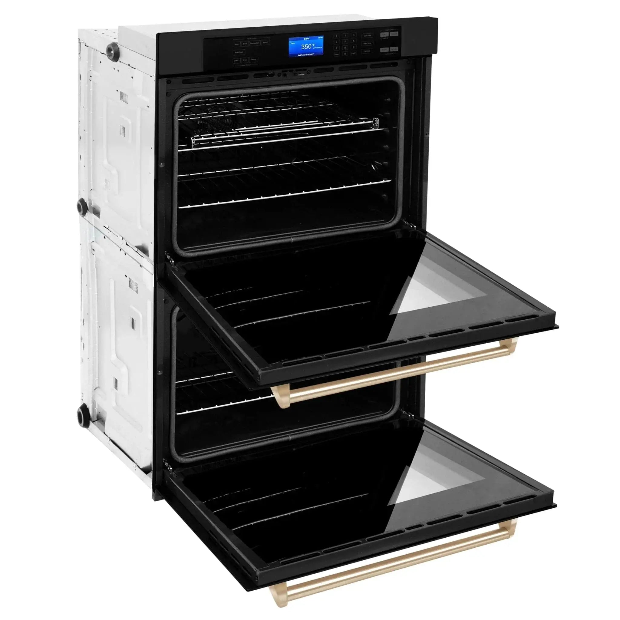 ZLINE 30" Autograph Edition Double Wall Oven with Self Clean and True Convection in Black Stainless Steel Gold Accent AWDZ-30-BS-G by Farmhouse Kitchen and Bath