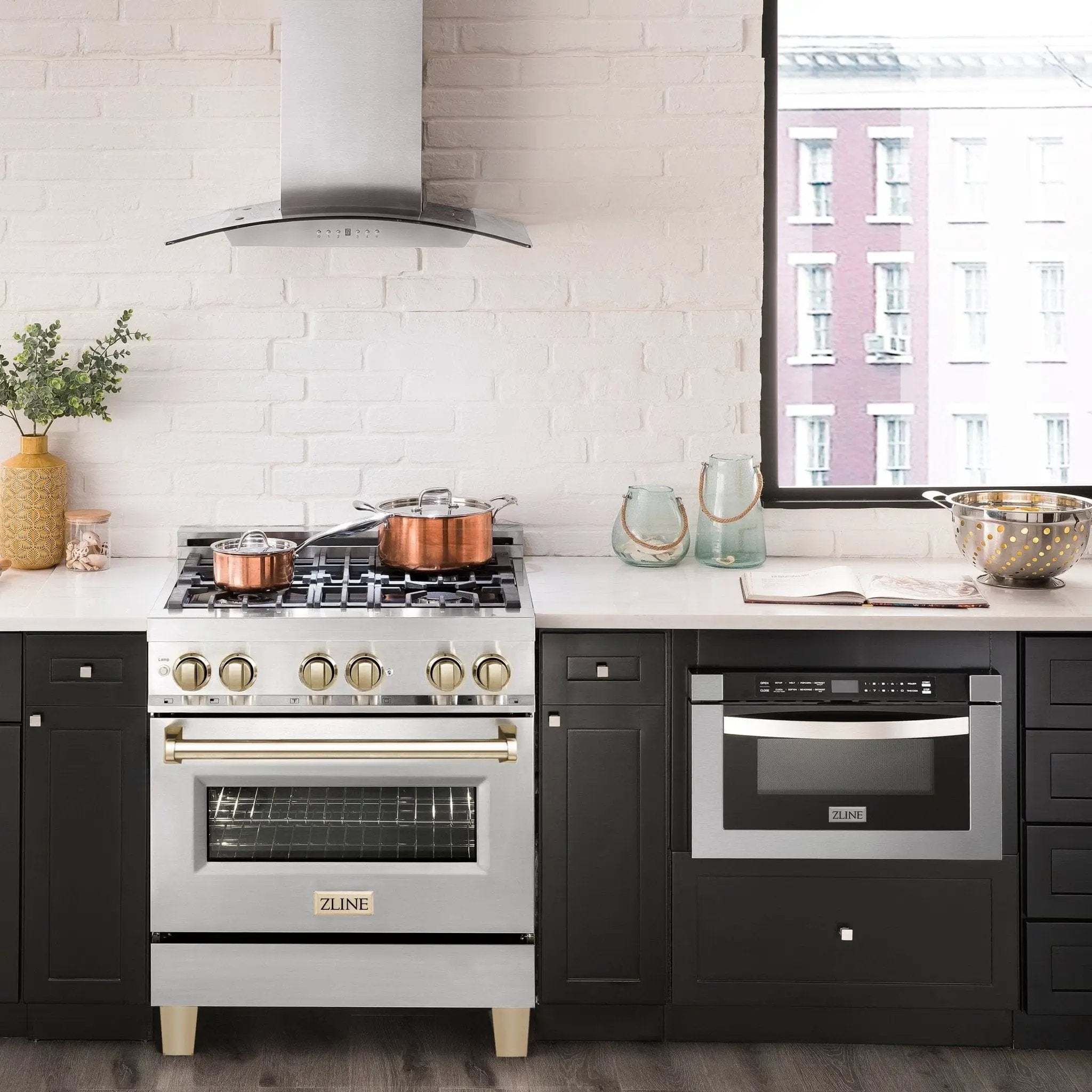 ZLINE 30" Autograph Edition, Dual Fuel Range, Gold Accents, RAZ-30-G by Farmhouse Kitchen and Bath
