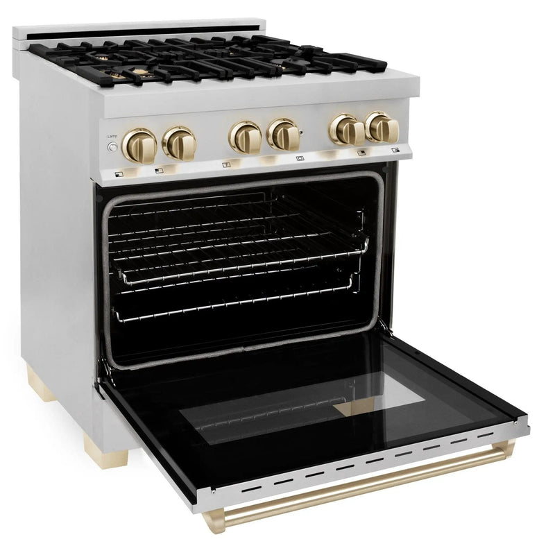 ZLINE 30" Autograph Edition, Dual Fuel Range, Gold Accents, RAZ-30-G by Farmhouse Kitchen and Bath