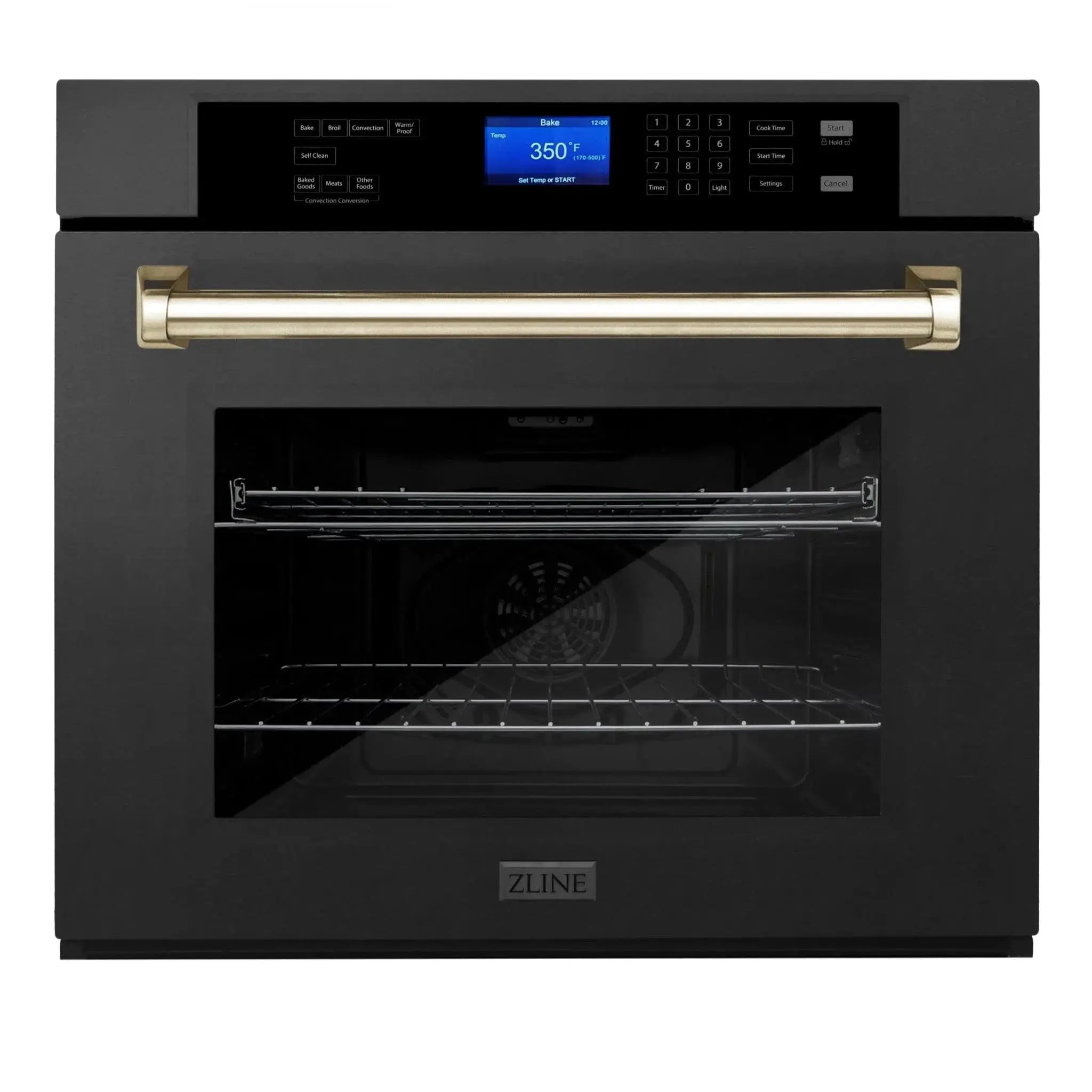 ZLINE 30" Autograph Edition Single Wall Oven with Self Clean and True Convection in Black Stainless Steel Gold Accent AWSZ-30-BS-G by Farmhouse Kitchen and Bath