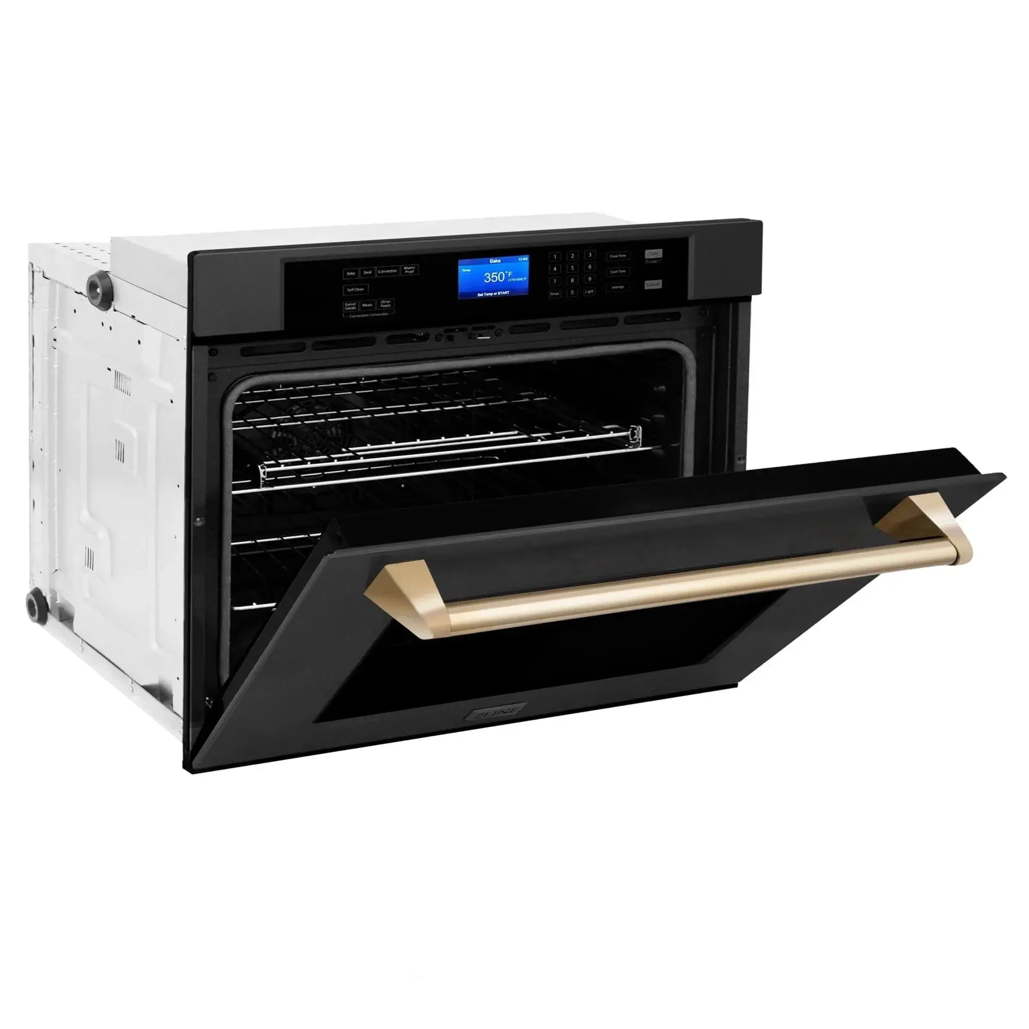 ZLINE 30" Autograph Edition Single Wall Oven with Self Clean and True Convection in Black Stainless Steel Gold Accent AWSZ-30-BS-G by Farmhouse Kitchen and Bath