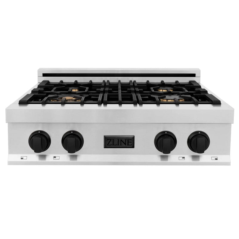 ZLINE 30" Autograph Porcelain Rangetop, Matte Black Accents, RTZ-30-MB by Farmhouse Kitchen and Bath