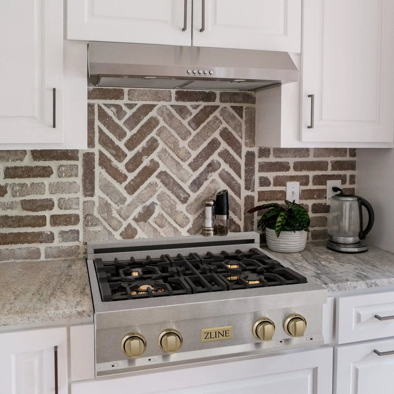 ZLINE 30" Autograph Rangetop, DuraSnow, Bronze Accents, RTSZ-30-CB by Farmhouse Kitchen and Bath