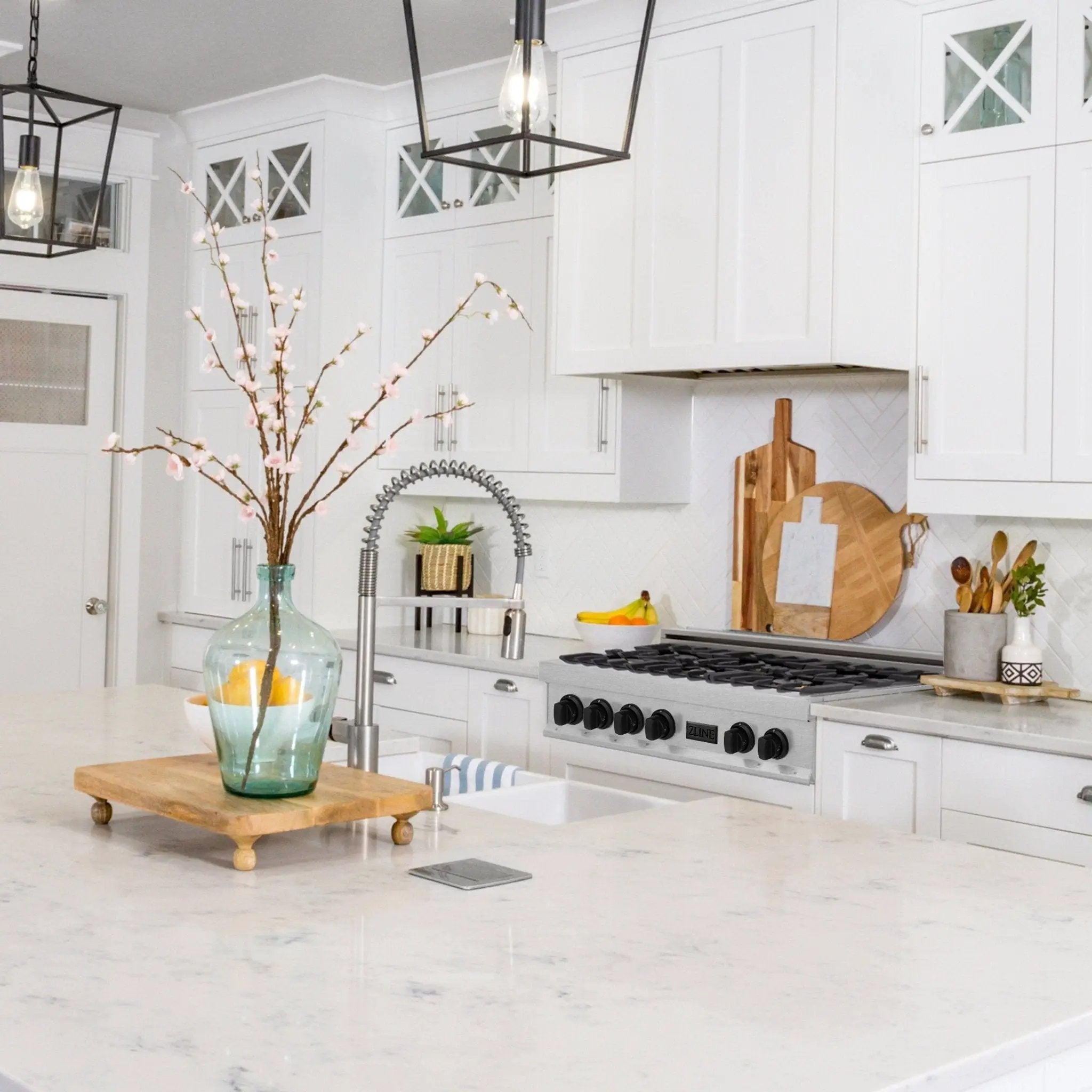 ZLINE 30" Autograph Rangetop, DuraSnow, Bronze Accents, RTSZ-30-CB by Farmhouse Kitchen and Bath