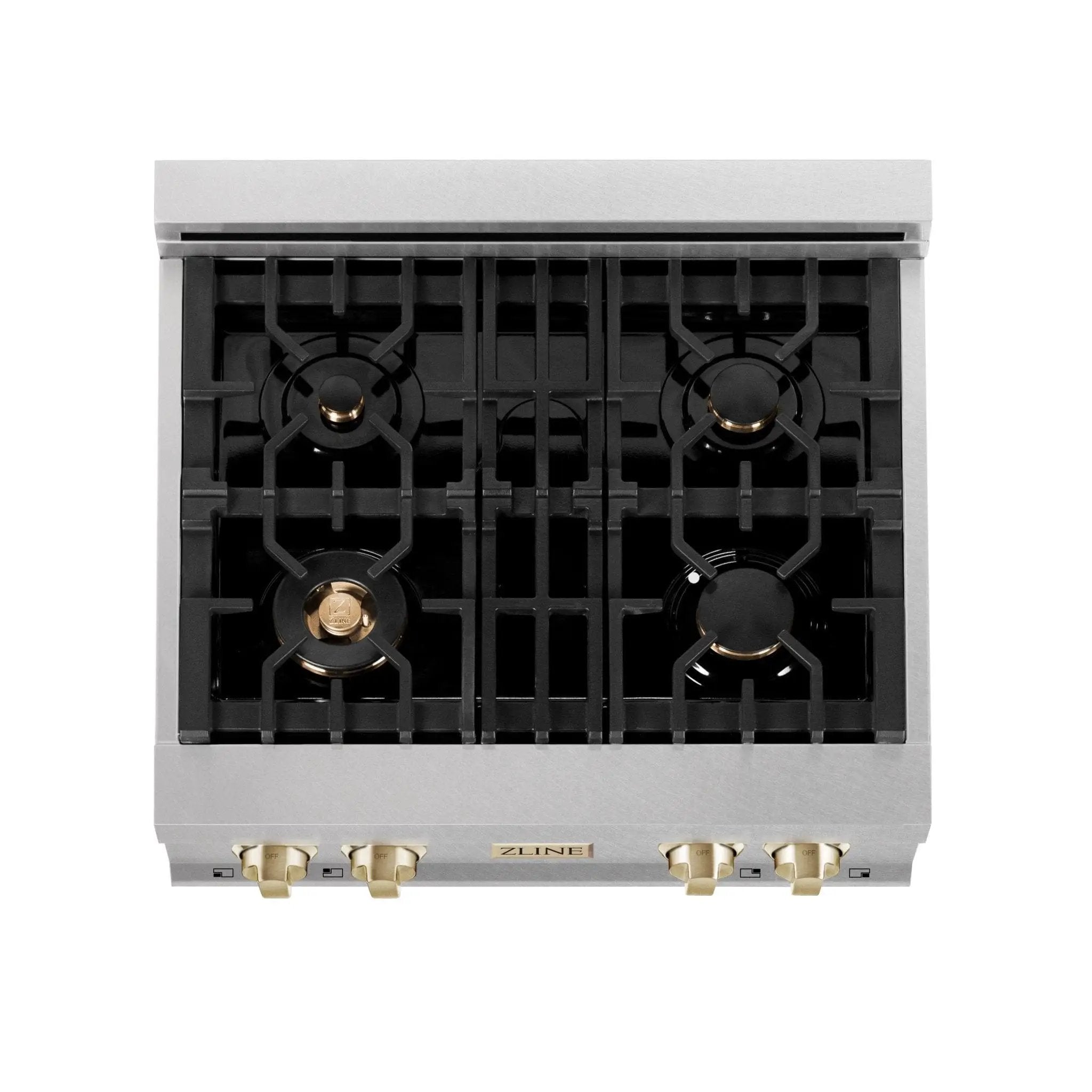 ZLINE 30" Autograph Rangetop, DuraSnow, Gold Accent, RTZ-30-G by Farmhouse Kitchen and Bath