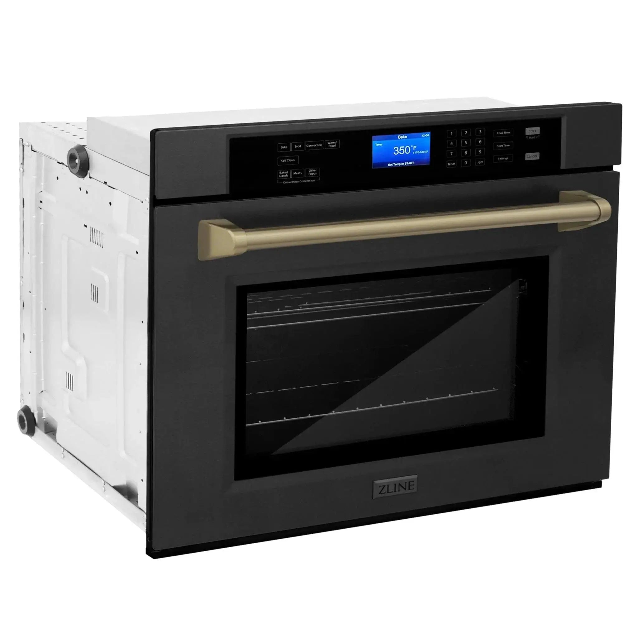 ZLINE 30" Autograph Single Wall Oven with Self Clean and True Convection in Black Stainless Steel Champagne Bronze AWSZ-30-BS-CB by Farmhouse Kitchen and Bath