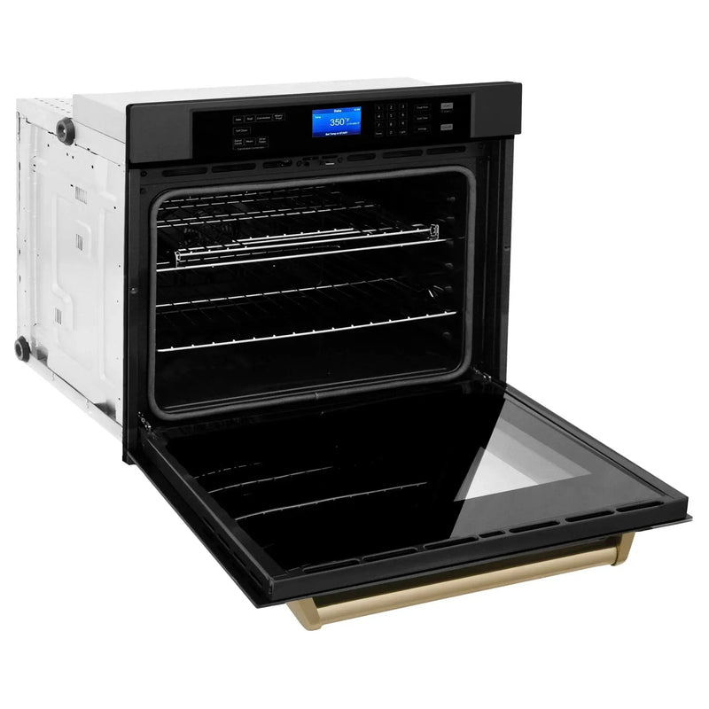 ZLINE 30" Autograph Single Wall Oven with Self Clean and True Convection in Black Stainless Steel Champagne Bronze AWSZ-30-BS-CB by Farmhouse Kitchen and Bath
