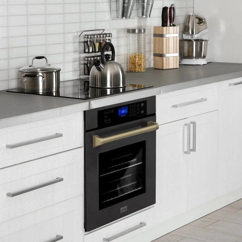ZLINE 30" Autograph Single Wall Oven with Self Clean and True Convection in Black Stainless Steel Champagne Bronze AWSZ-30-BS-CB by Farmhouse Kitchen and Bath