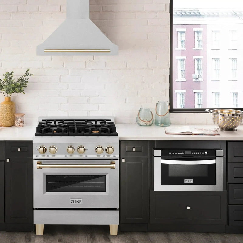 ZLINE 30" Autograph Stainless Wall Range Hood KB4SNZ-30-G by Farmhouse Kitchen and Bath