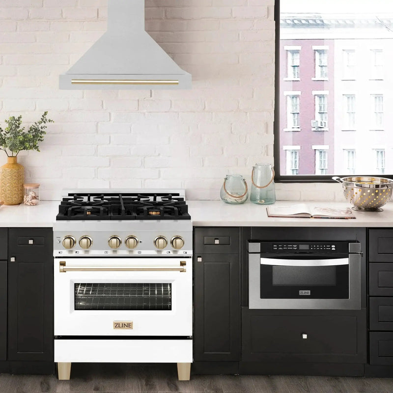 ZLINE 30" Autograph Stainless Wall Range Hood KB4STZ-30-G by Farmhouse Kitchen and Bath