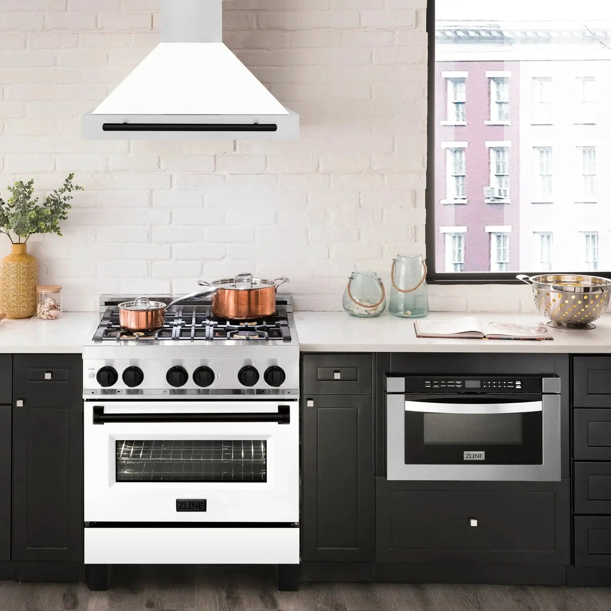 ZLINE 30" Autograph Stainless Wall Range Hood KB4STZ-WM30-MB by Farmhouse Kitchen and Bath