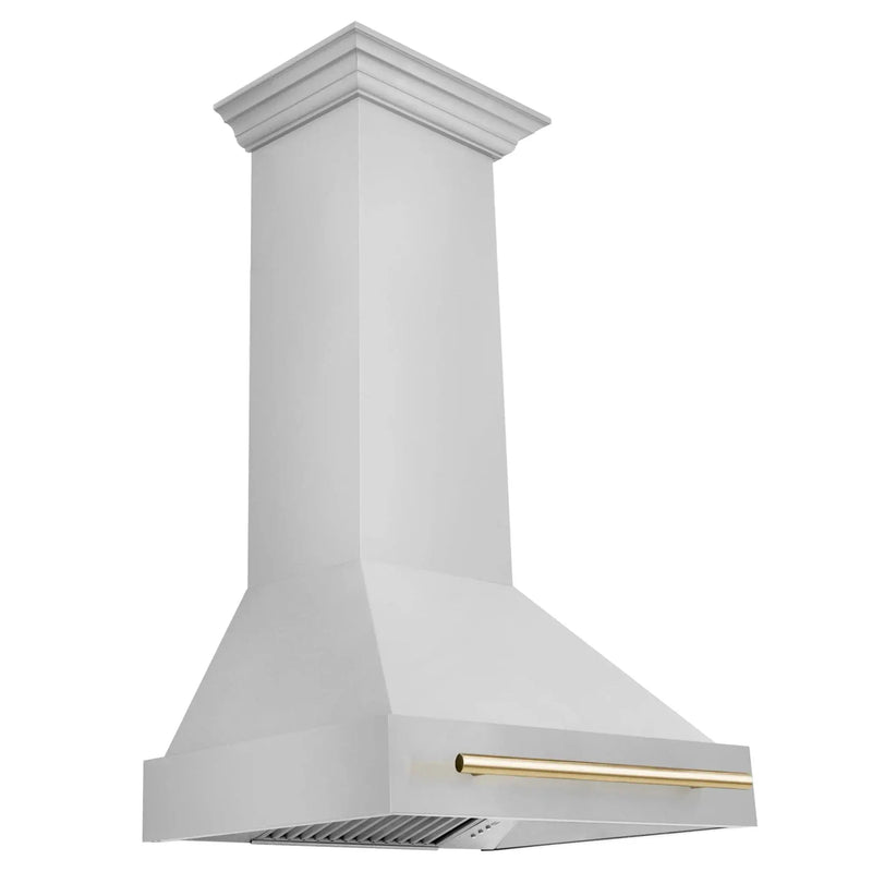 ZLINE 30" Autograph Stainless Wall Range Hood, White, 8654STZ-30-G by Farmhouse Kitchen and Bath