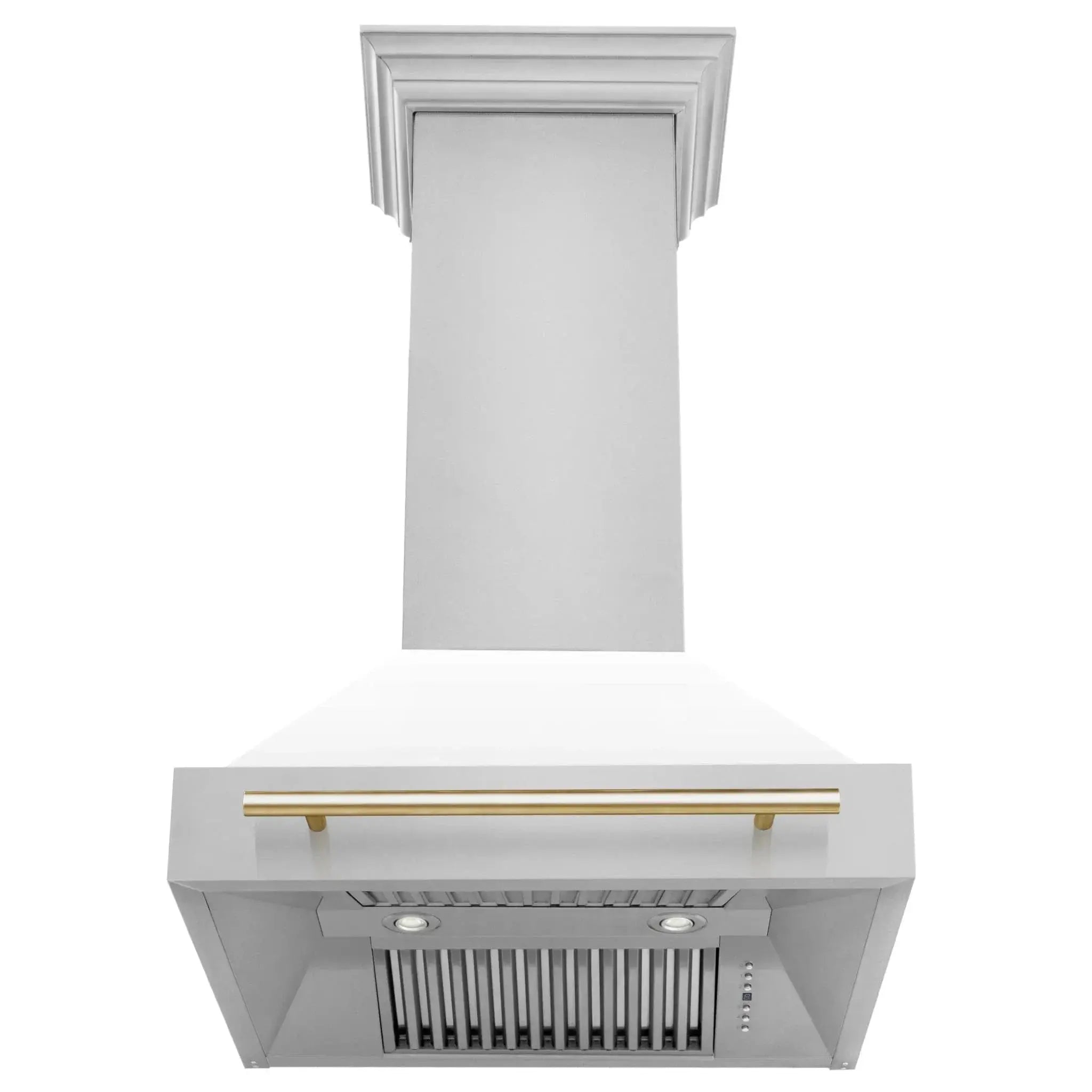 ZLINE 30" Autograph Stainless Wall Range Hood, White, 8654STZ-WM30-G by Farmhouse Kitchen and Bath
