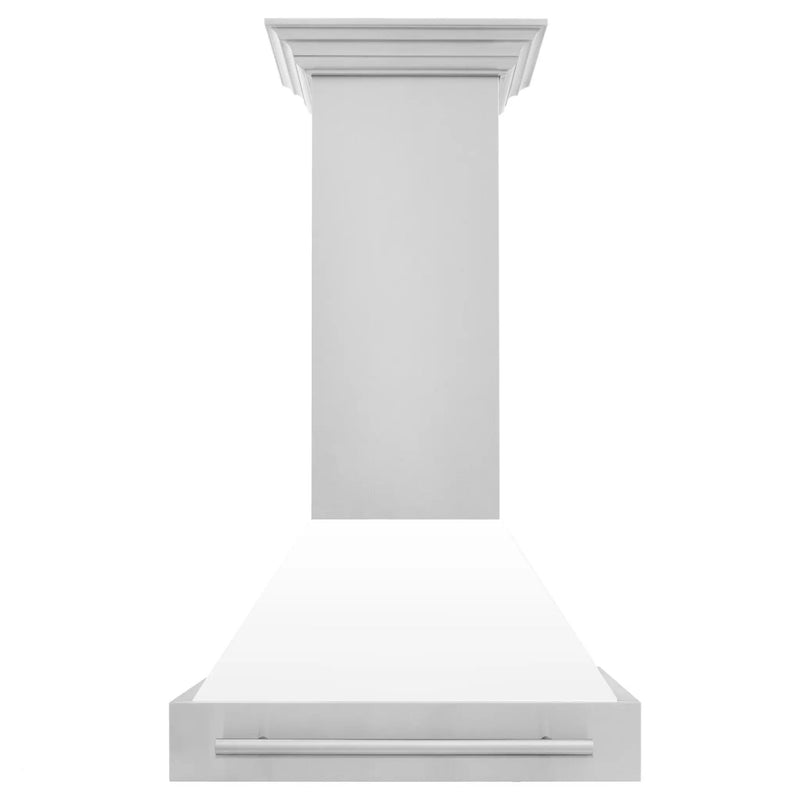 ZLINE 30" Autograph Stainless White Wall Range Hood, 8654STX-WM-30 by Farmhouse Kitchen and Bath