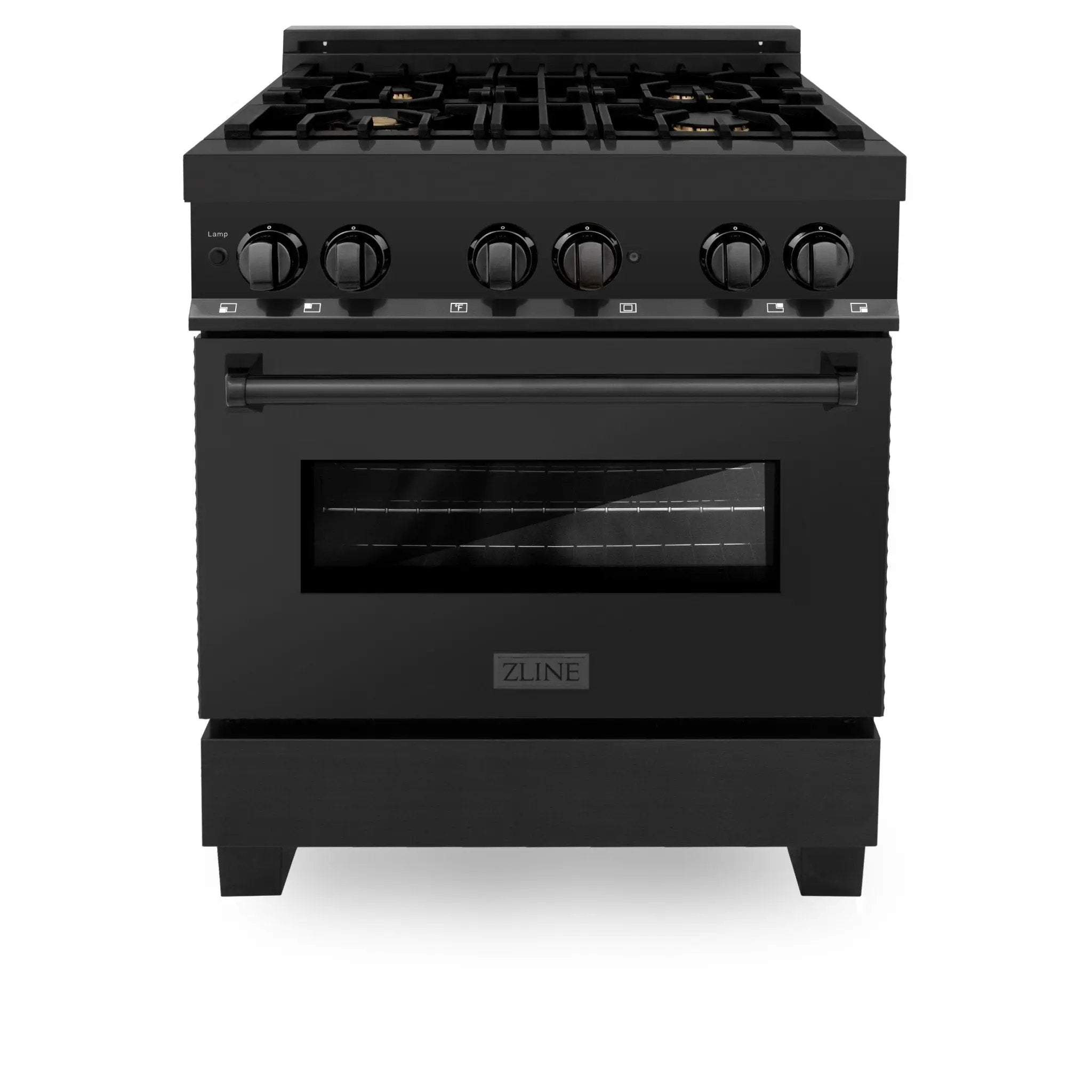ZLINE 30" Black Stainless, Gas/Electric Oven, Brass Burners, RAB-BR-30 by Farmhouse Kitchen and Bath