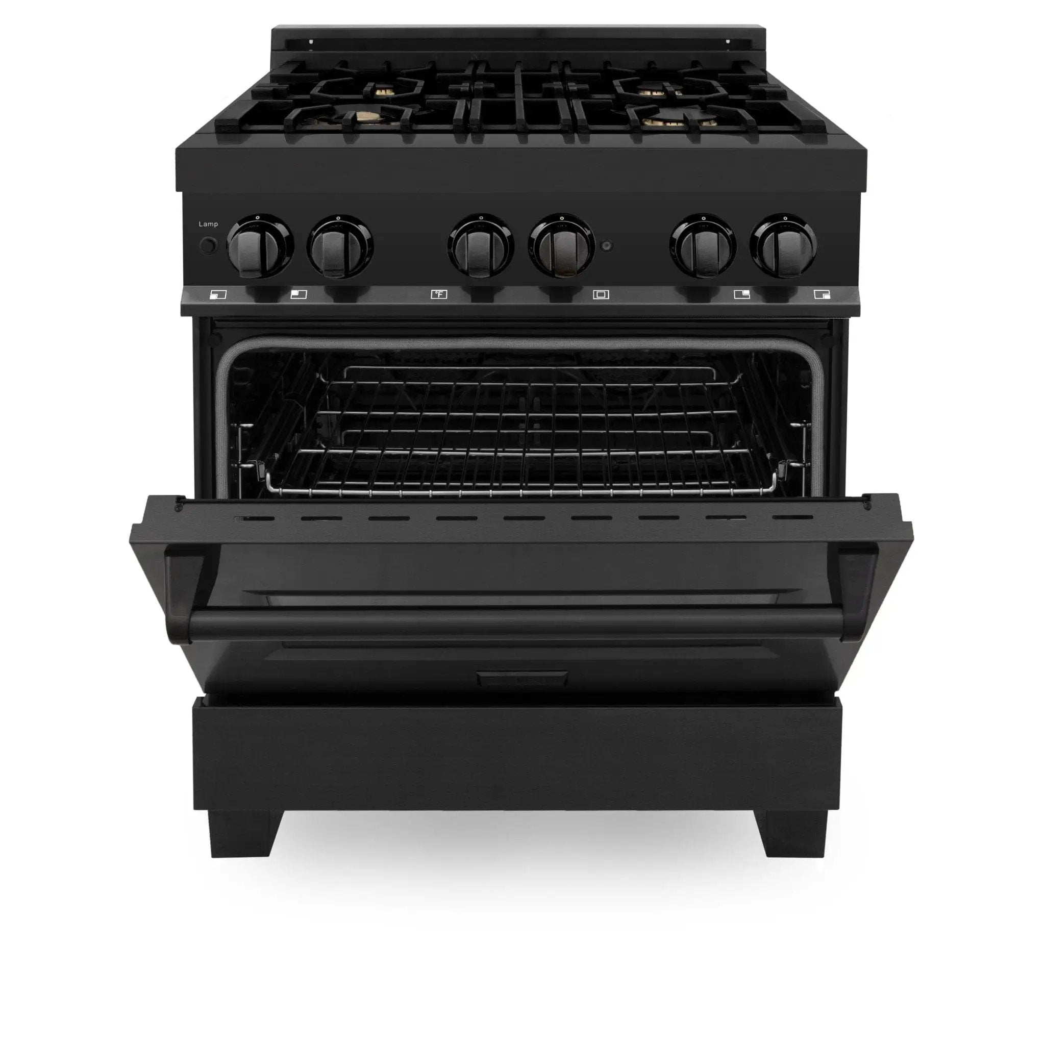 ZLINE 30" Black Stainless, Gas/Electric Oven, Brass Burners, RAB-BR-30 by Farmhouse Kitchen and Bath