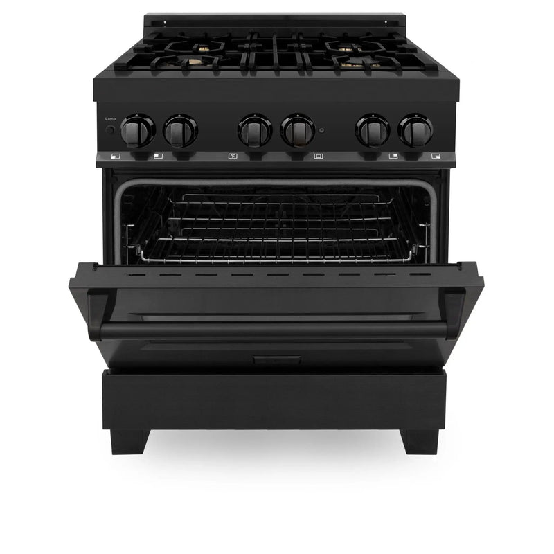 ZLINE 30" Black Stainless, Gas/Electric Oven, Brass Burners, RAB-BR-30 by Farmhouse Kitchen and Bath