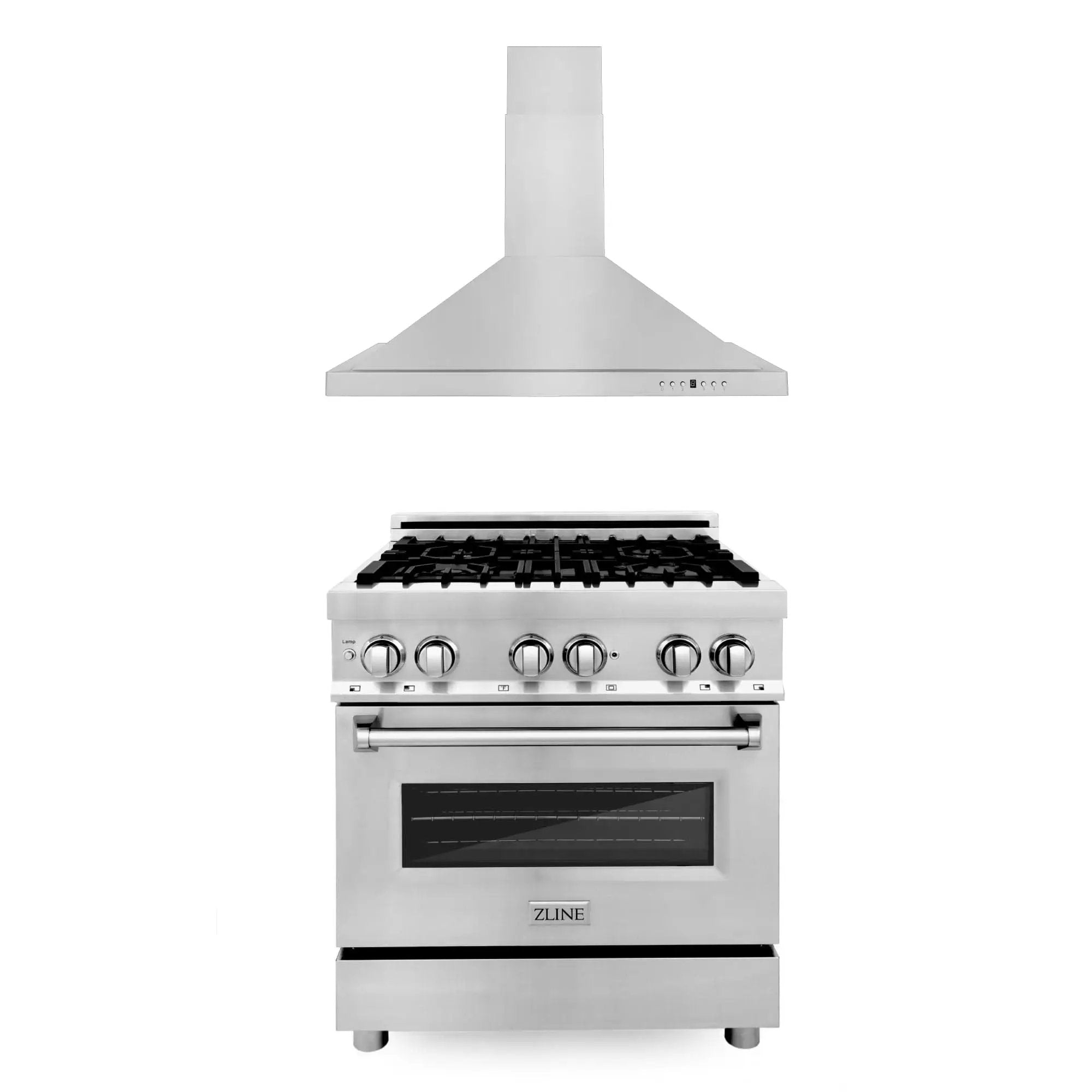 ZLINE 30" Bundle Range RA30 & Wall Range Hood KB-30, 2KP-RARH30 by Farmhouse Kitchen and Bath