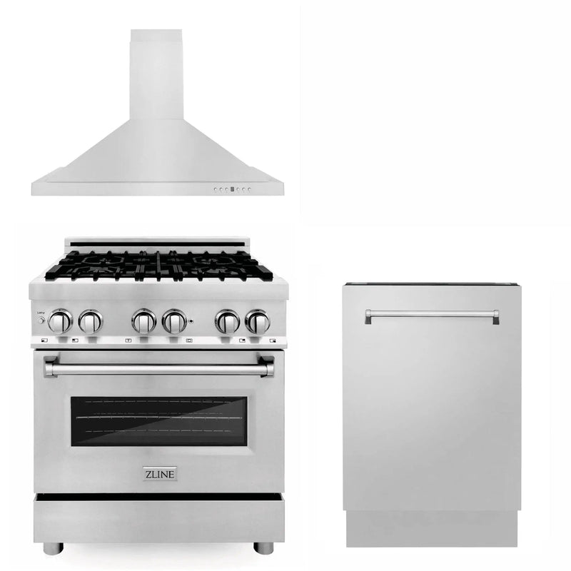 ZLINE 30" Bundled Stainless DualRange RangeHood Dishwasher 3KP-RARH30-DW by Farmhouse Kitchen and Bath