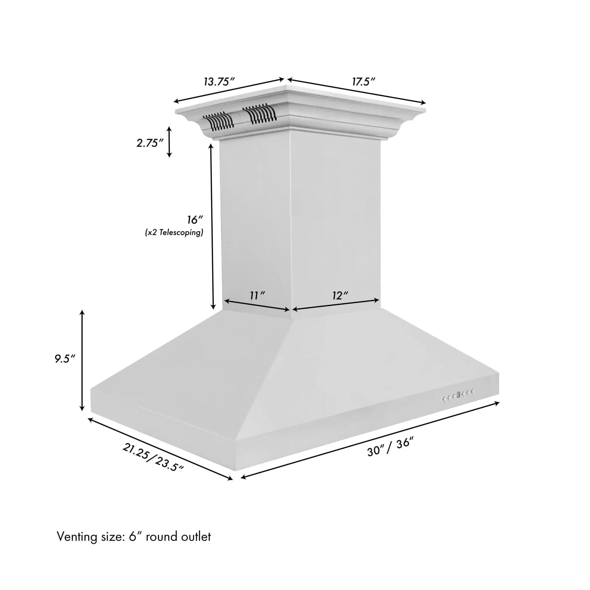 ZLINE 30" CrownSound‚ Ducted Vent Island Mount Range Hood in Stainless Steel, Built-in Bluetooth Speakers, KL3iCRN-BT-30 by Farmhouse Kitchen and Bath